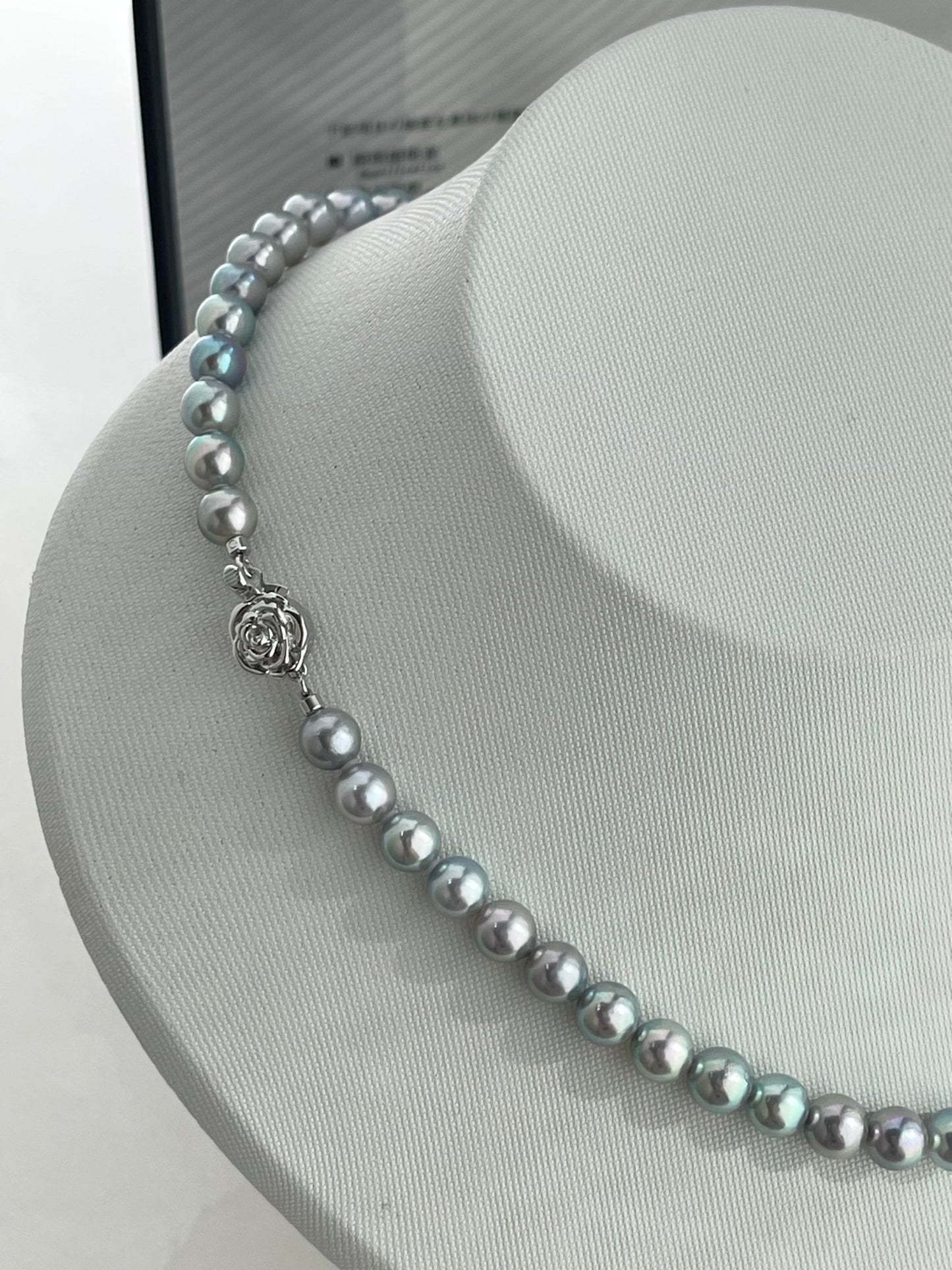 Natural Silver Blue 6.5mm Akoya Pearl Strand Necklace with Certificate by PSL - KOKOPEARLJEWELRY - 10