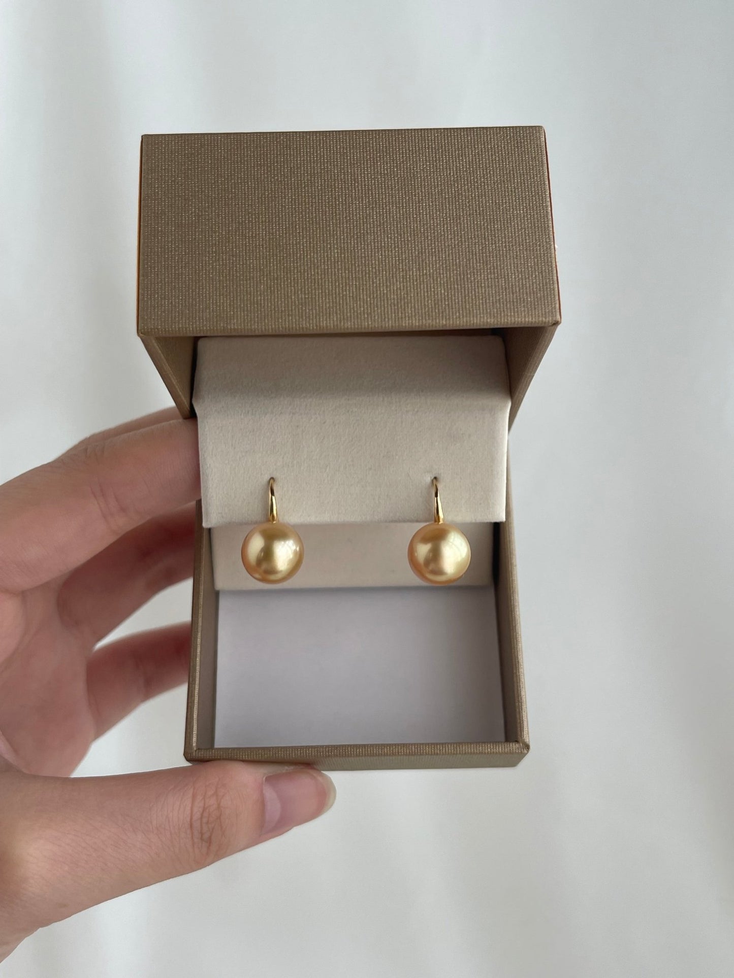 10mm Golden South Sea Pearl Drop Hook Earrings 18K Yellow Gold - KOKOPEARLJEWELRY - 10