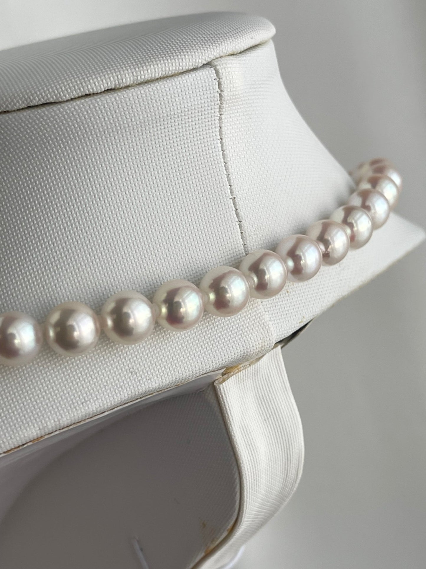 Mirror Like Luster Pinkish White 8mm Akoya Pearl Strand Necklace - KOKOPEARLJEWELRY - 10