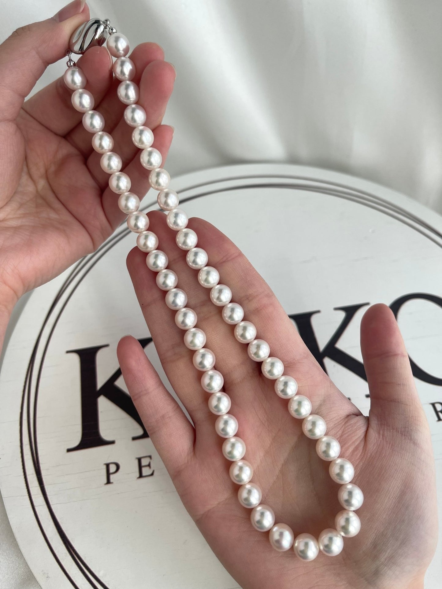 Only One in Stock | High Luster 7.5 - 8.5mm Akoya Pearl Strand Necklace - KOKOPEARLJEWELRY - 1