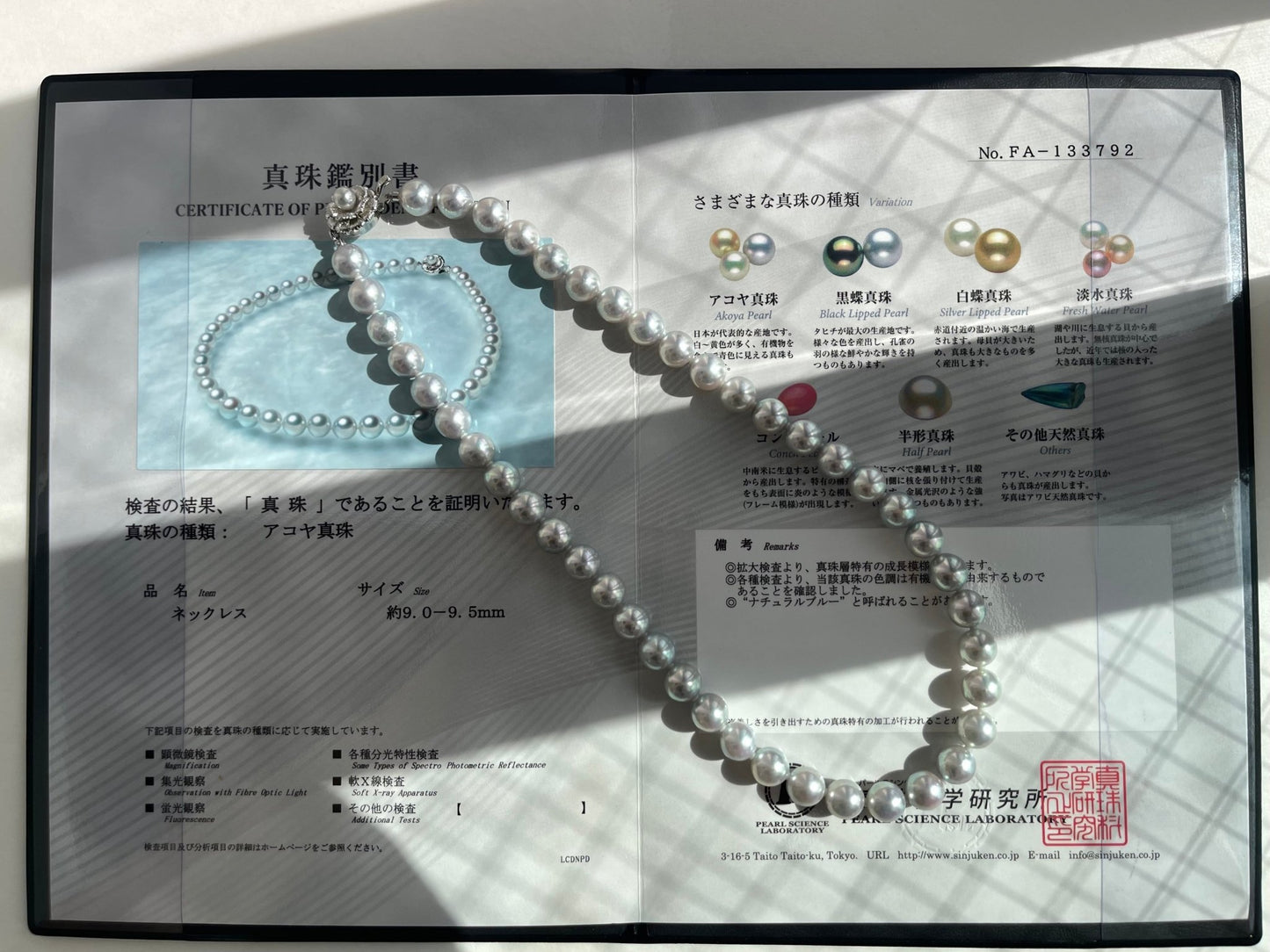Rare Size 9mm Natural Silver Blue Akoya Pearl Strand Necklace with Certificate by PSL - KOKOPEARLJEWELRY - 2