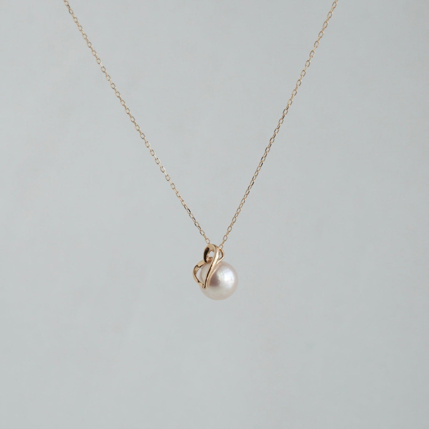 7mm Akoya Pearl Heart Shaped Pendant Necklace 10K Gold - KOKOPEARLJEWELRY - 3