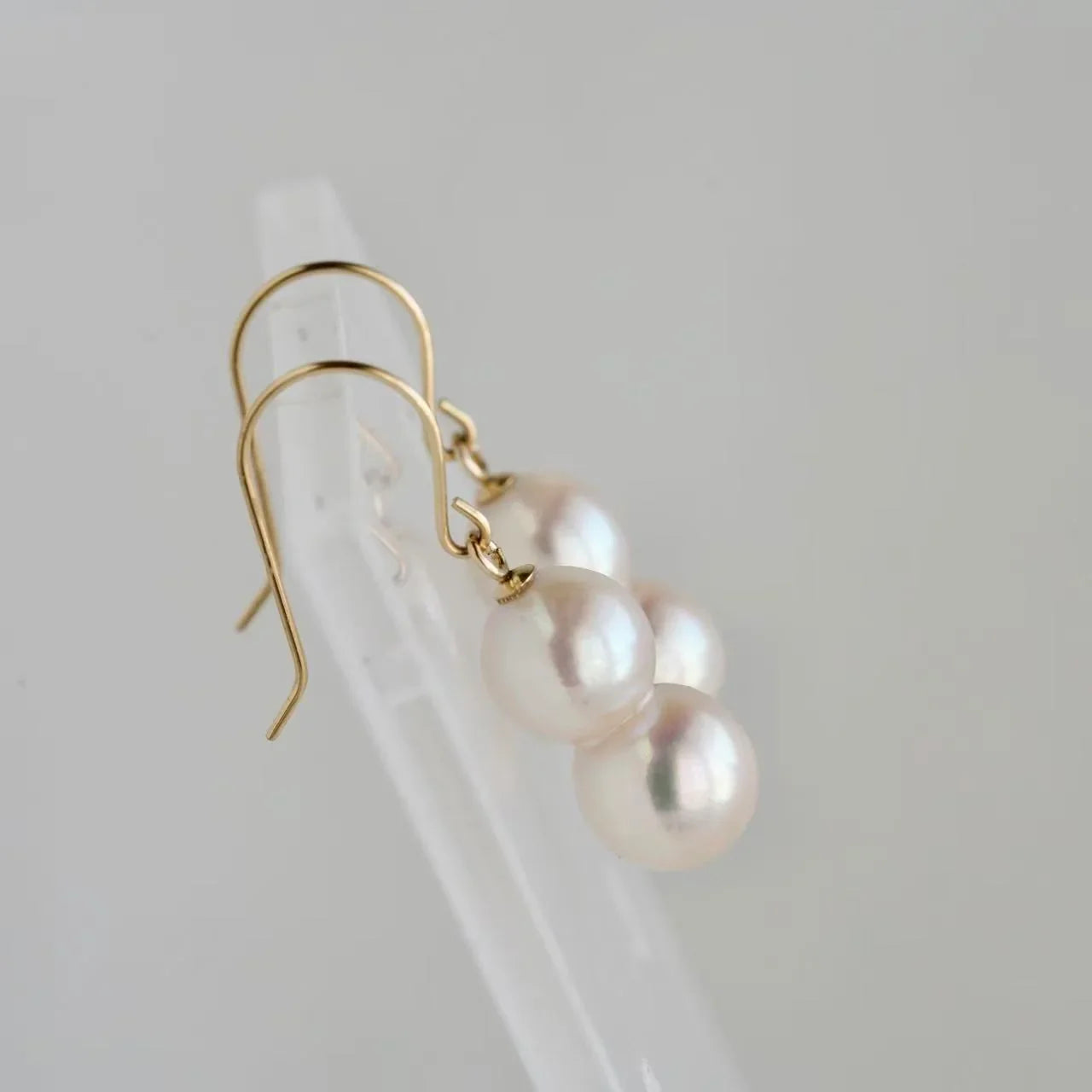 Natura Akoya Twin Pearl French Hook Earrings K18YG - KOKO PEARL JEWELRY - 6