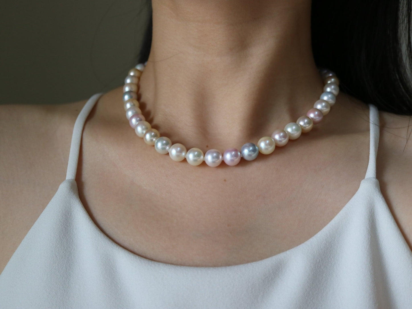 Ultra Rare 9.5 - 10mm Rainbow Color Akoya Pearl Strand Necklace - KOKO PEARL JEWELRY - 3
