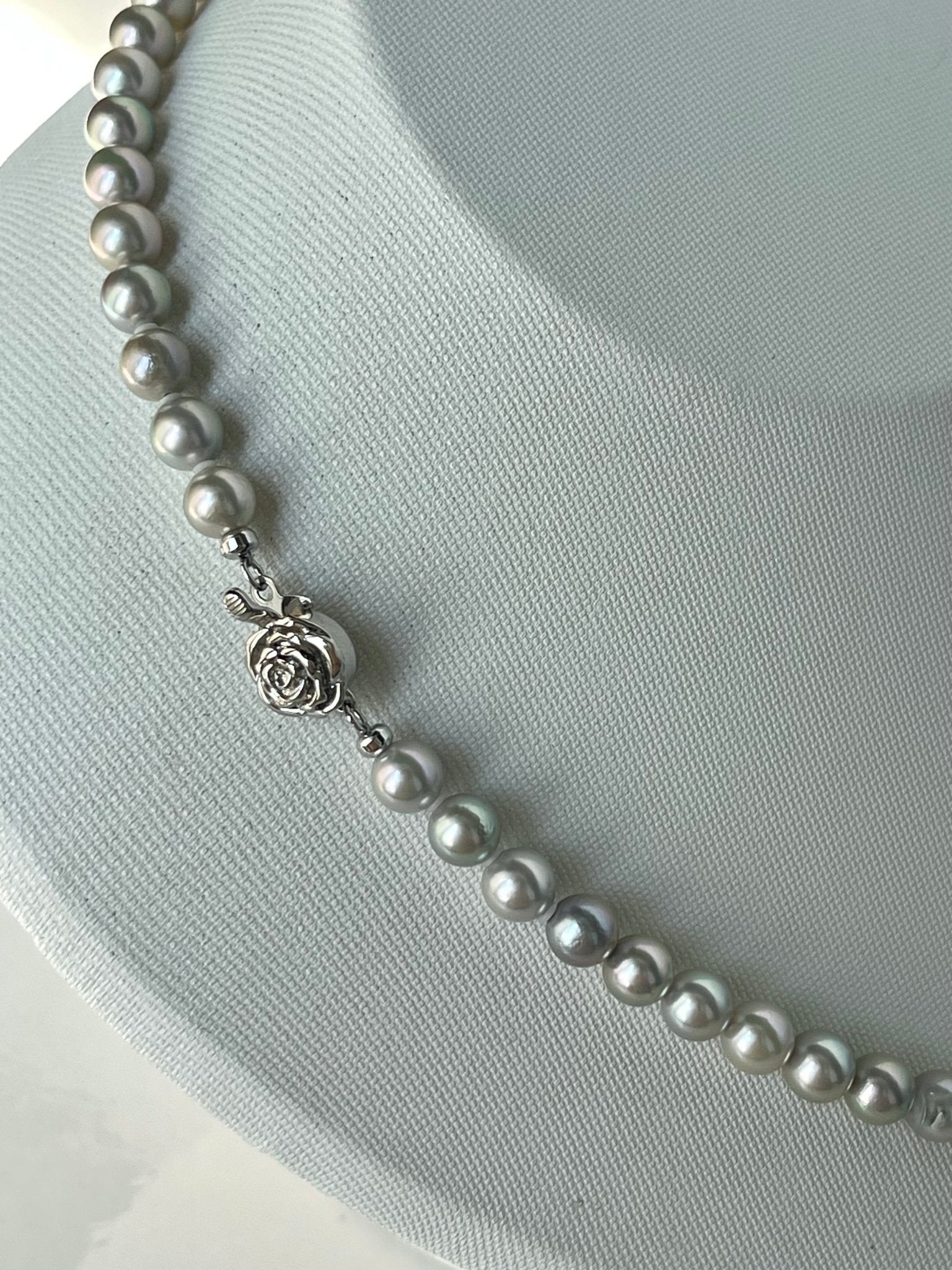 6mm Silver - Gray Akoya Pearl Strand Necklace - KOKOPEARLJEWELRY - 4