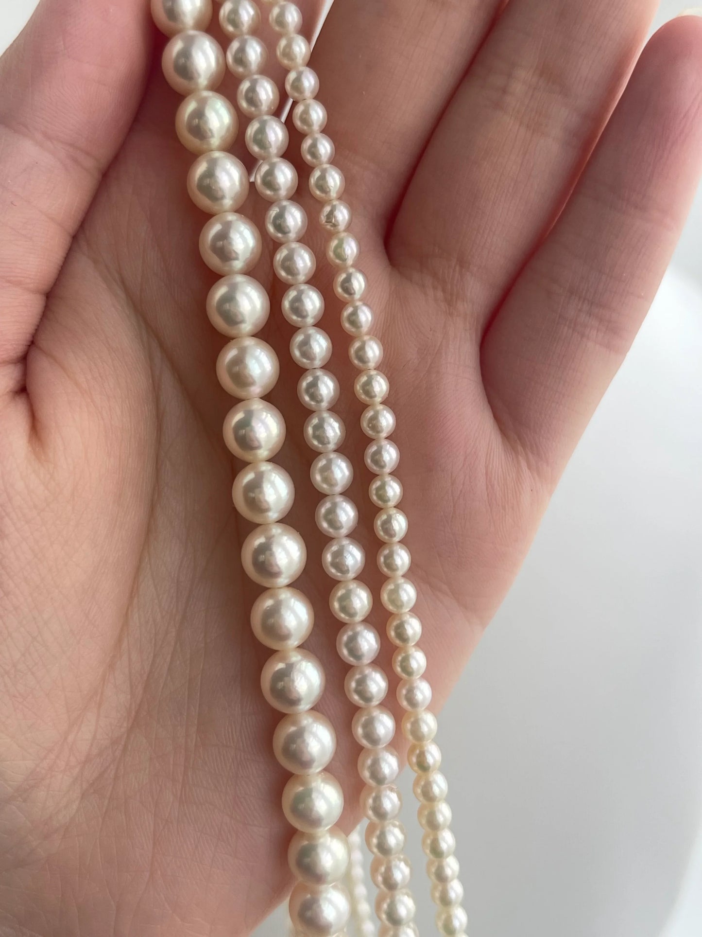 Triple Layered Light Creamy Akoya Pearl Necklace - KOKOPEARLJEWELRY - 10