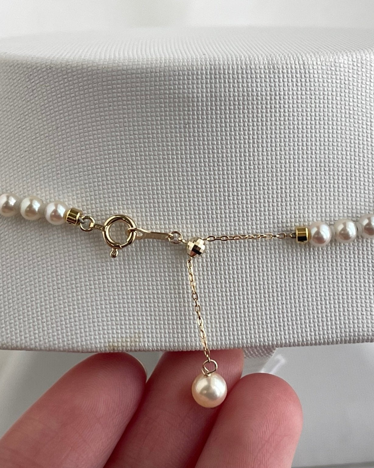 Rare Sized 3.5mm Cream Golden Tone Akoya Pearl Strand Necklace - KOKOPEARLJEWELRY - 6