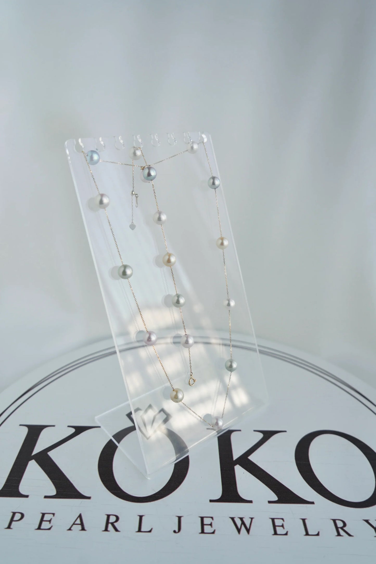 Rainbow Color 7.5mm Akoya Pearl Station Bracelet 18K Gold - KOKOPEARLJEWELRY - 10