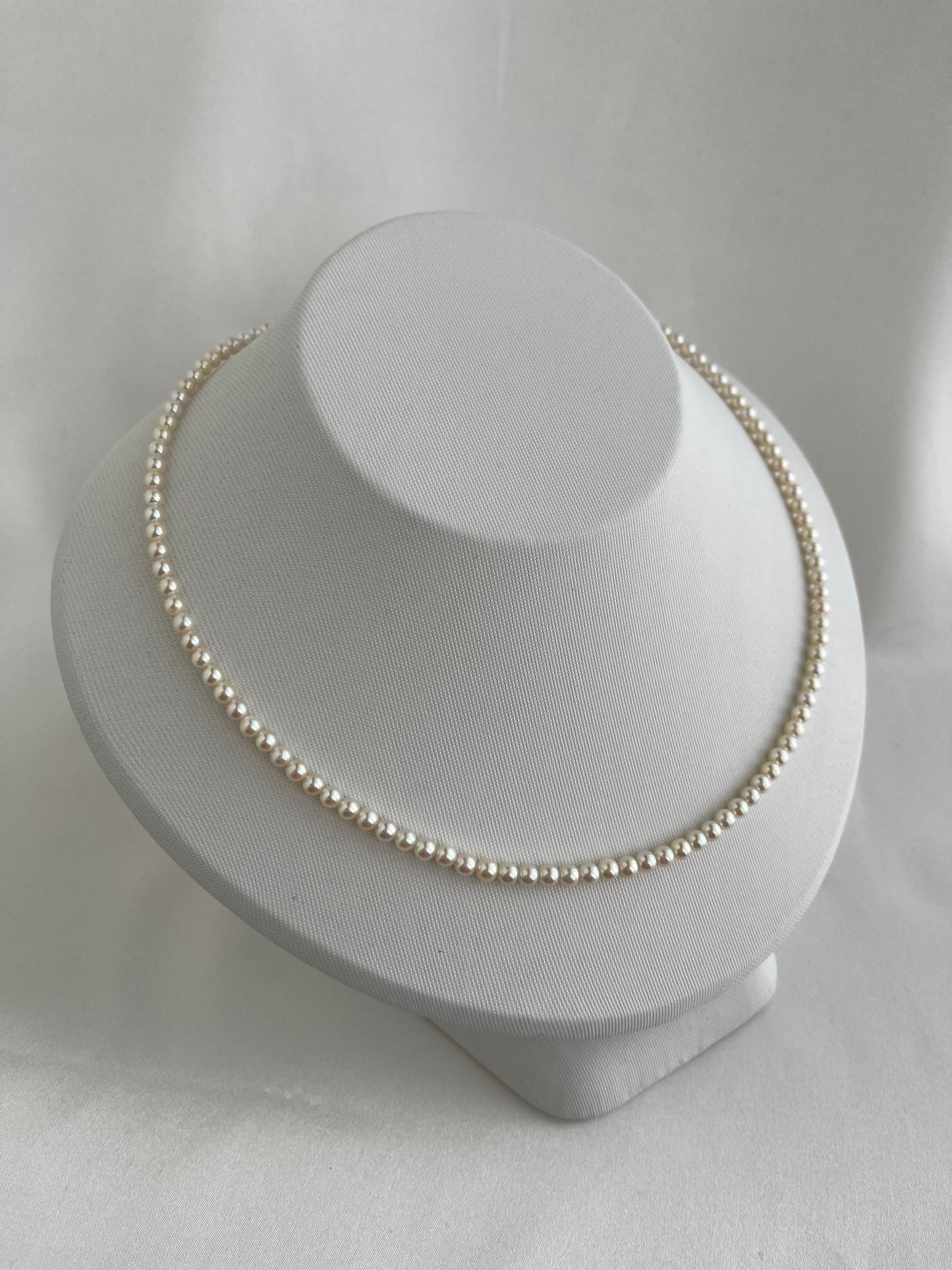 Rare Sized 3.5mm Cream Golden Tone Akoya Pearl Strand Necklace - KOKOPEARLJEWELRY - 4