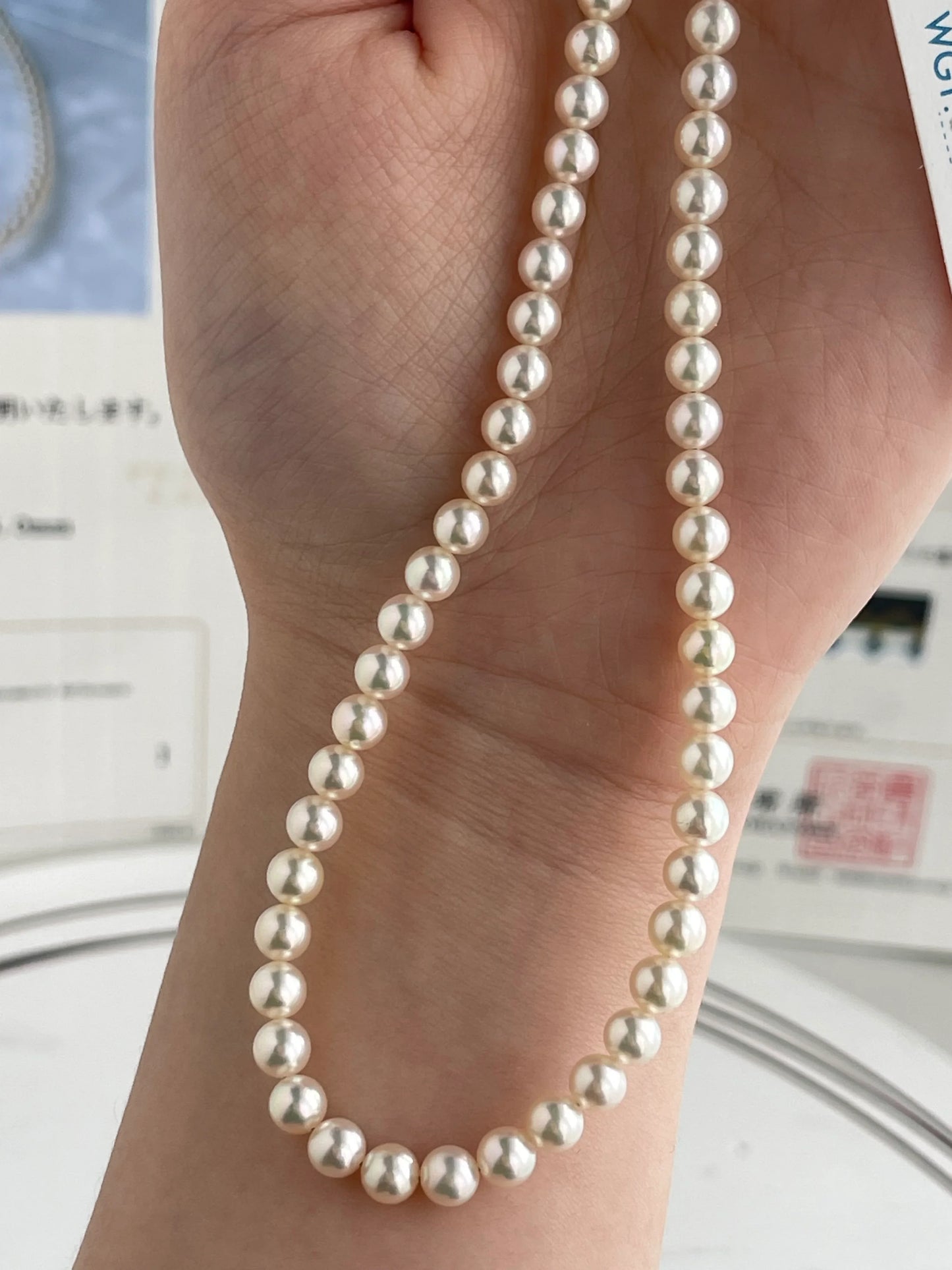 Top Class 4.5mm Akoya Pearl Strand Necklace with Aurora Akoya Queen Certificate by PSL - KOKOPEARLJEWELRY - 9