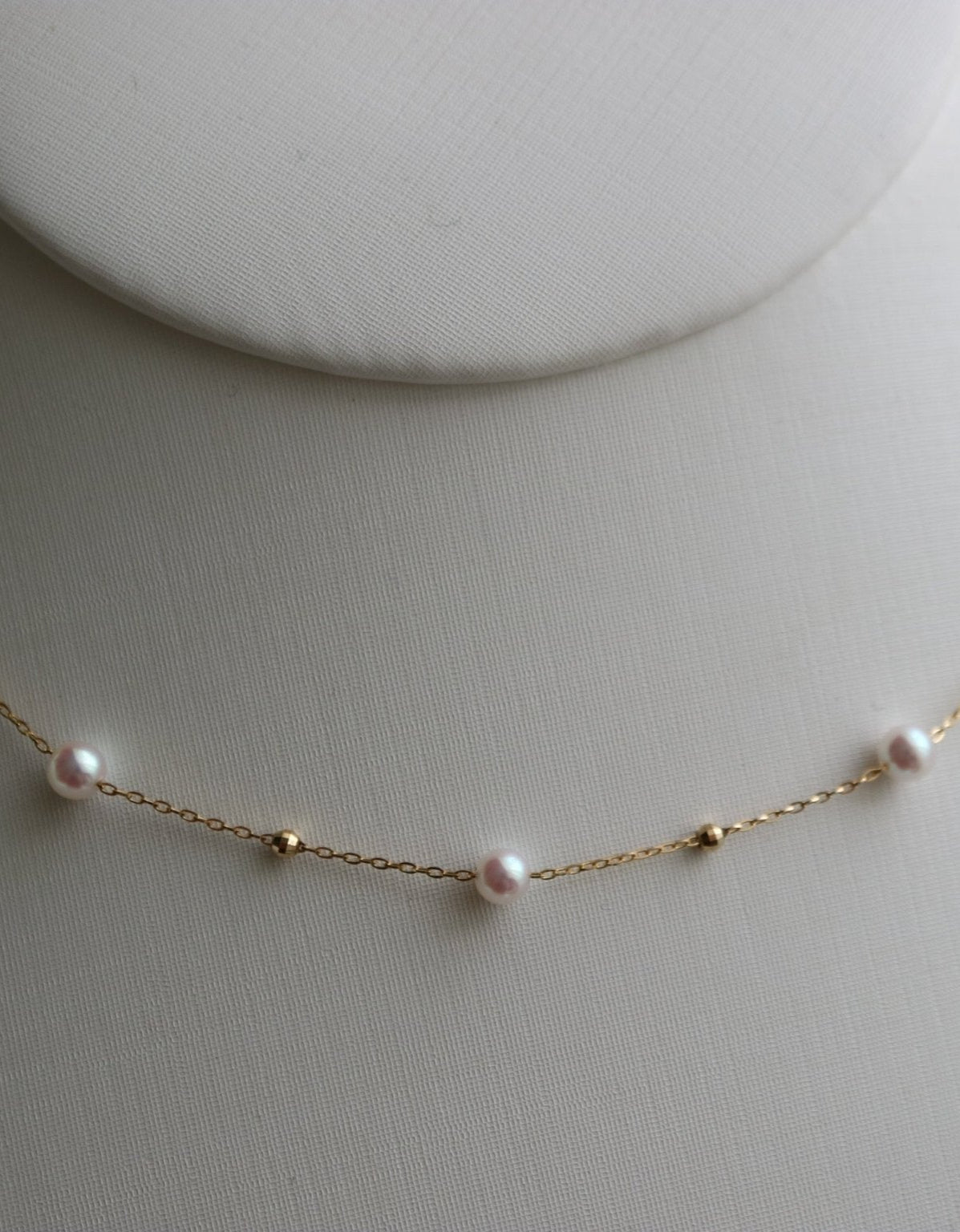 4.5 mm Akoya Pearl Beaded Station Necklace in 18K Gold - KOKOPEARLJEWELRY - 7