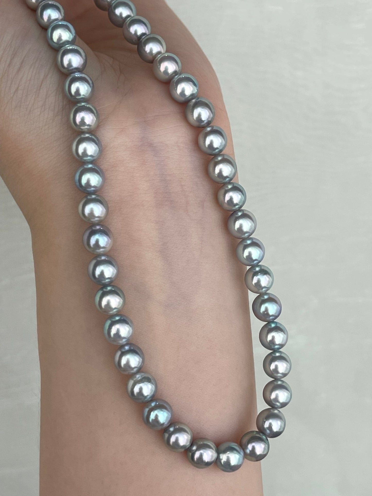 Natural Silver Blue 6.5mm Akoya Pearl Strand Necklace with Certificate by PSL - KOKOPEARLJEWELRY - 13