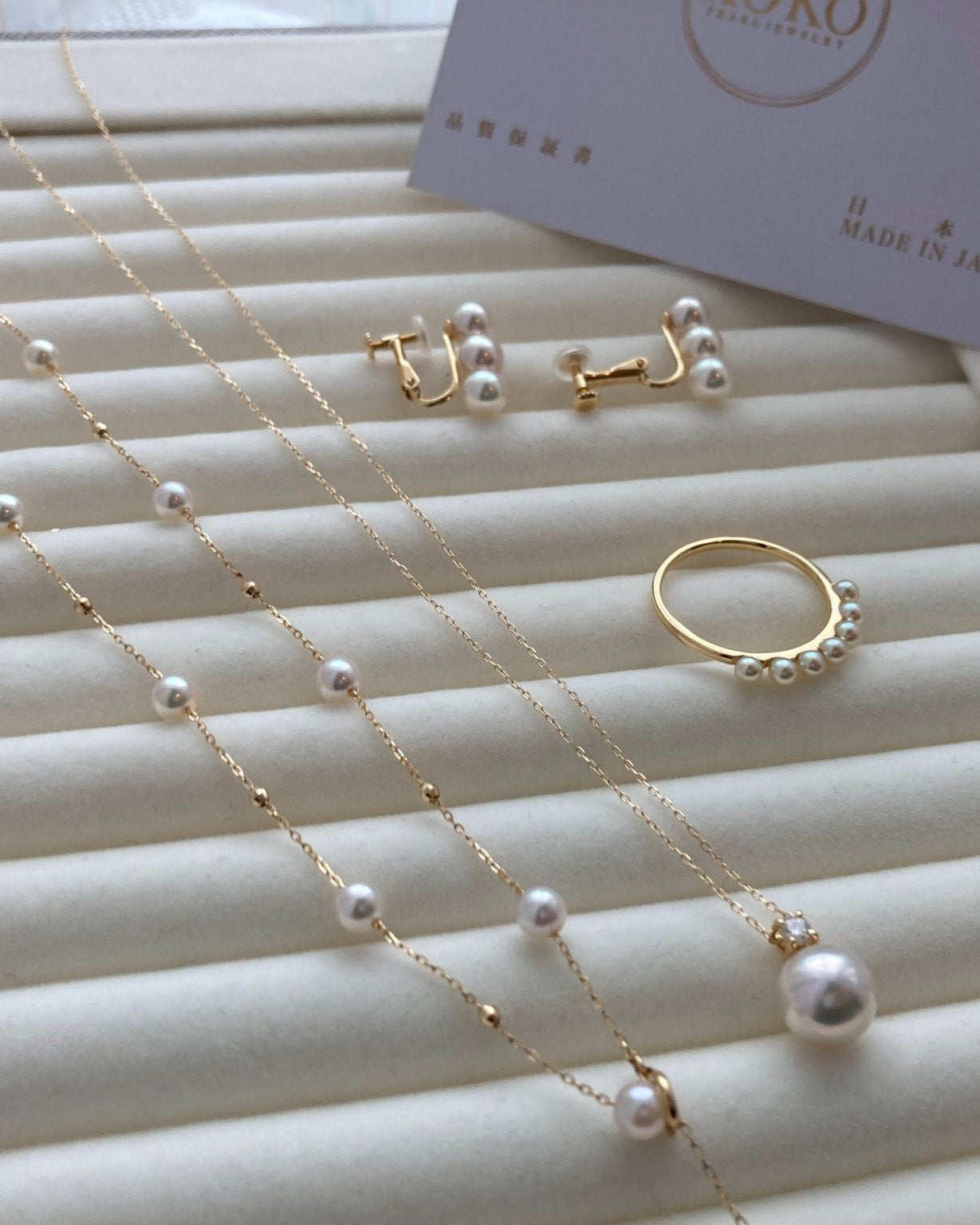 4.5 mm Akoya Pearl Beaded Station Necklace in 18K Gold - KOKOPEARLJEWELRY - 10