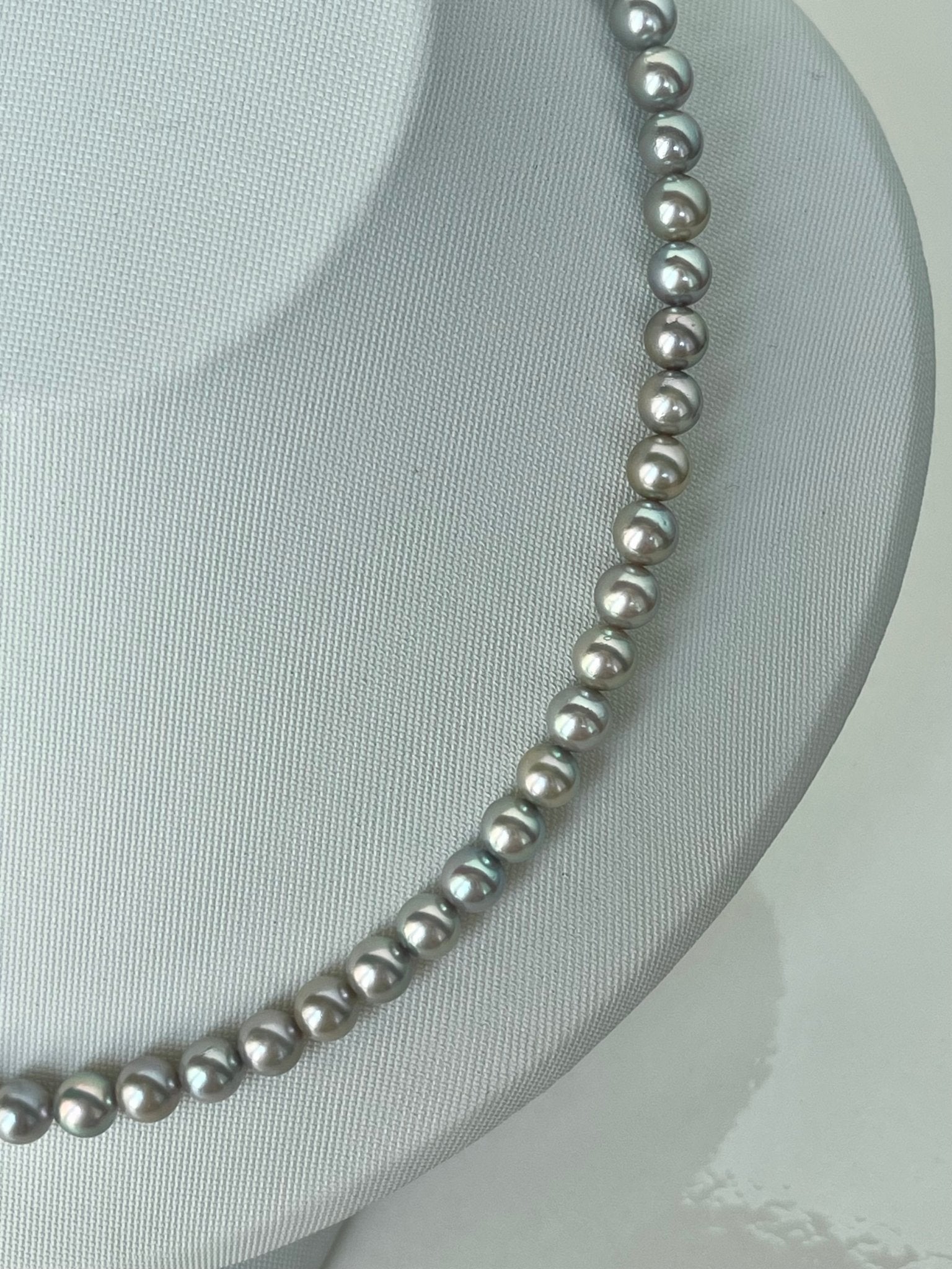 6mm Silver - Gray Akoya Pearl Strand Necklace - KOKOPEARLJEWELRY - 5