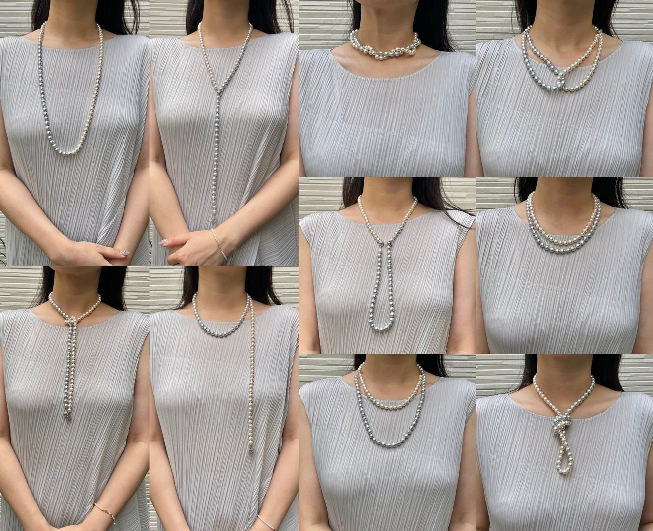 Certified Natural Silver Blue & White Color 8.5mm Baroque Shaped Akoya Pearl Long Necklace - KOKOPEARLJEWELRY - 2