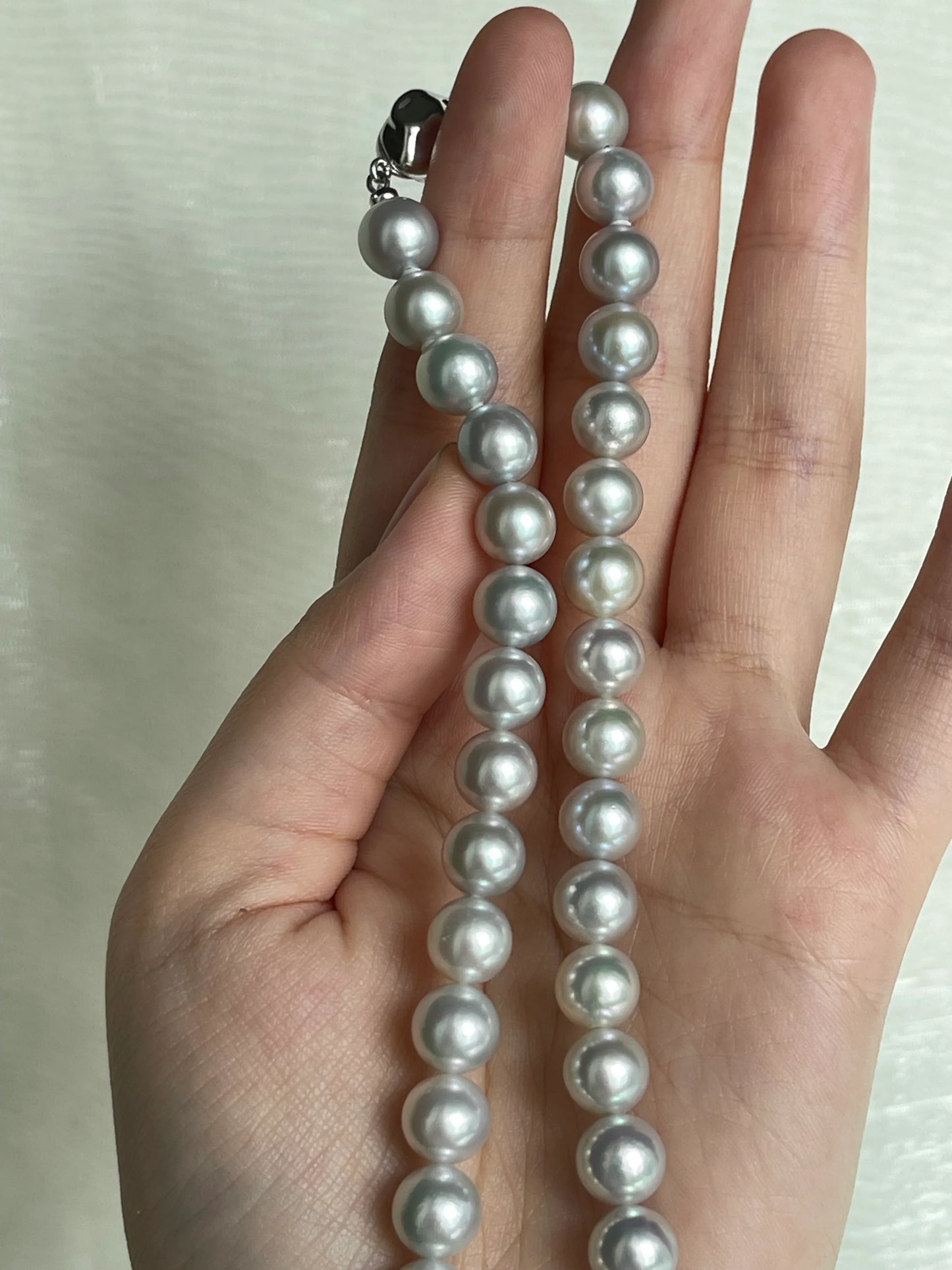 Certified Natural Silver Gray 8mm Akoya Pearl Strand Necklace - KOKOPEARLJEWELRY - 10