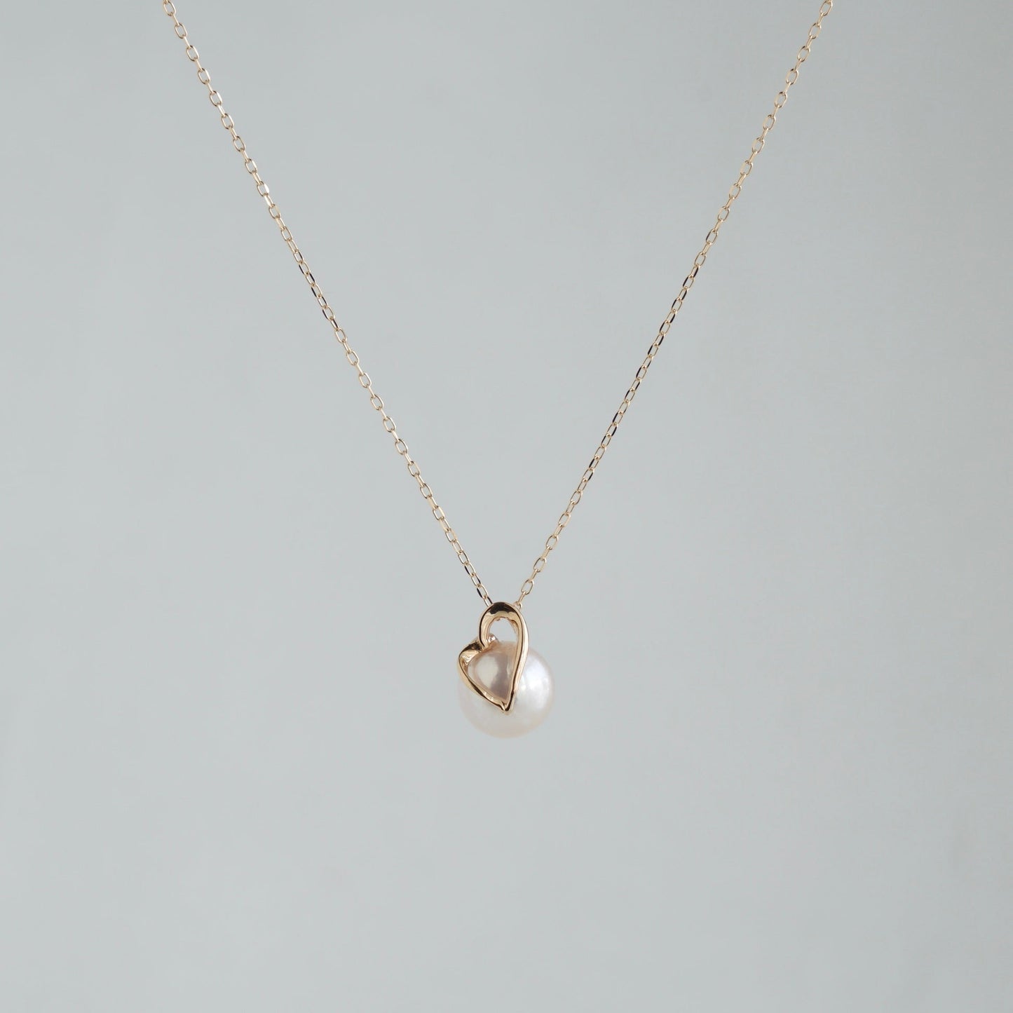 7mm Akoya Pearl Heart Shaped Pendant Necklace 10K Gold - KOKOPEARLJEWELRY - 1
