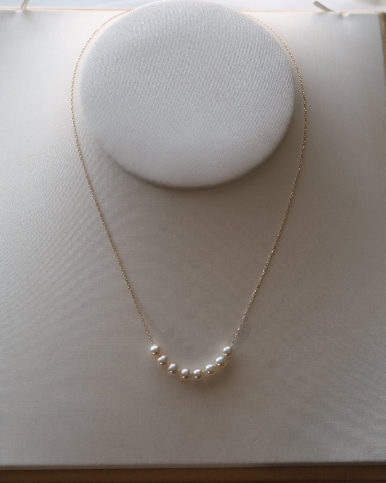 4mm Cream Golden Akoya Pearl Smile Necklace 10K Yellow Gold - KOKOPEARLJEWELRY - 4