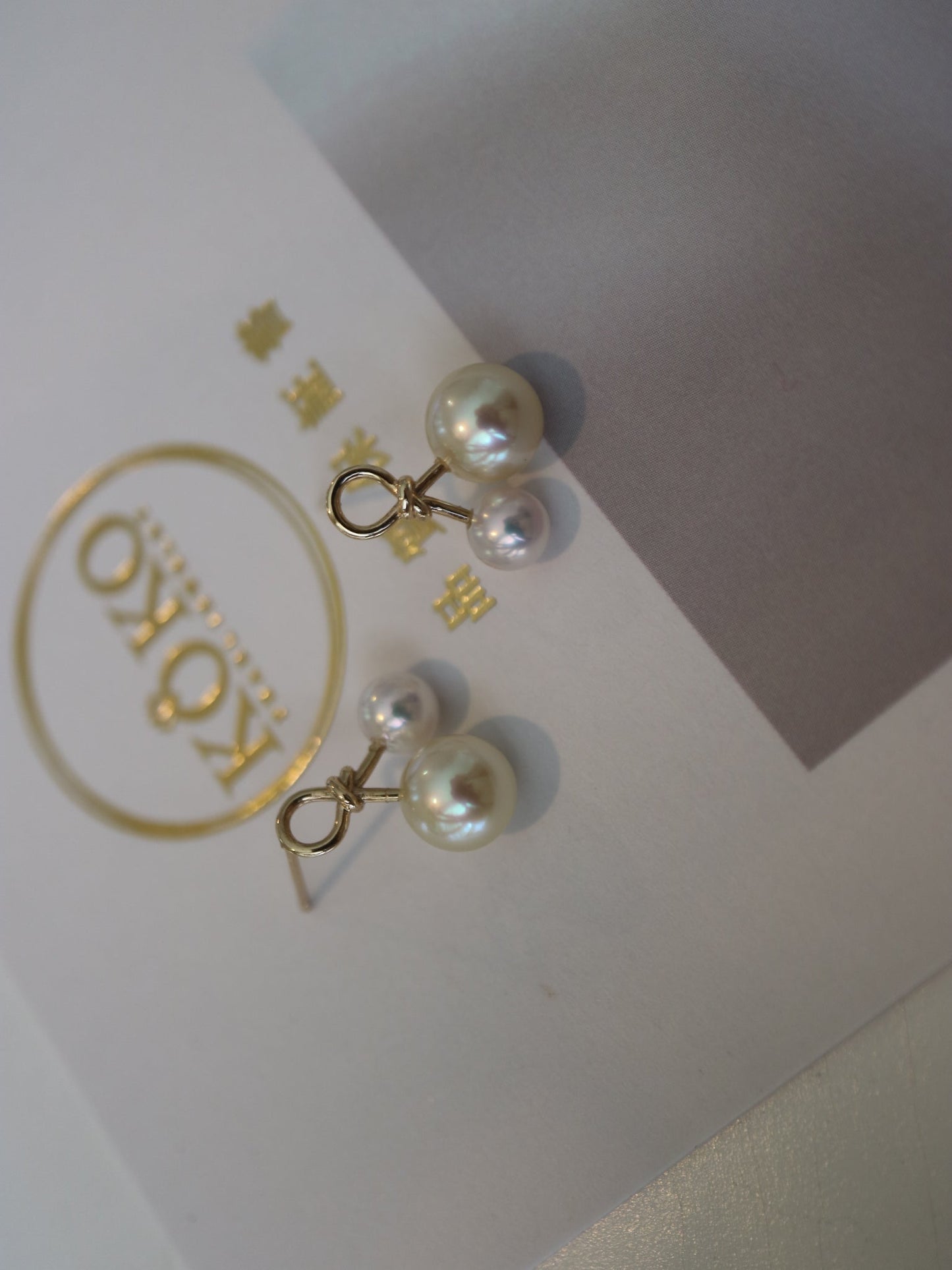4.5mm + 6.5mm Double Color Akoya Pearl Little Cherry Stud Earrings 10K Yellow Gold - KOKOPEARLJEWELRY - 8
