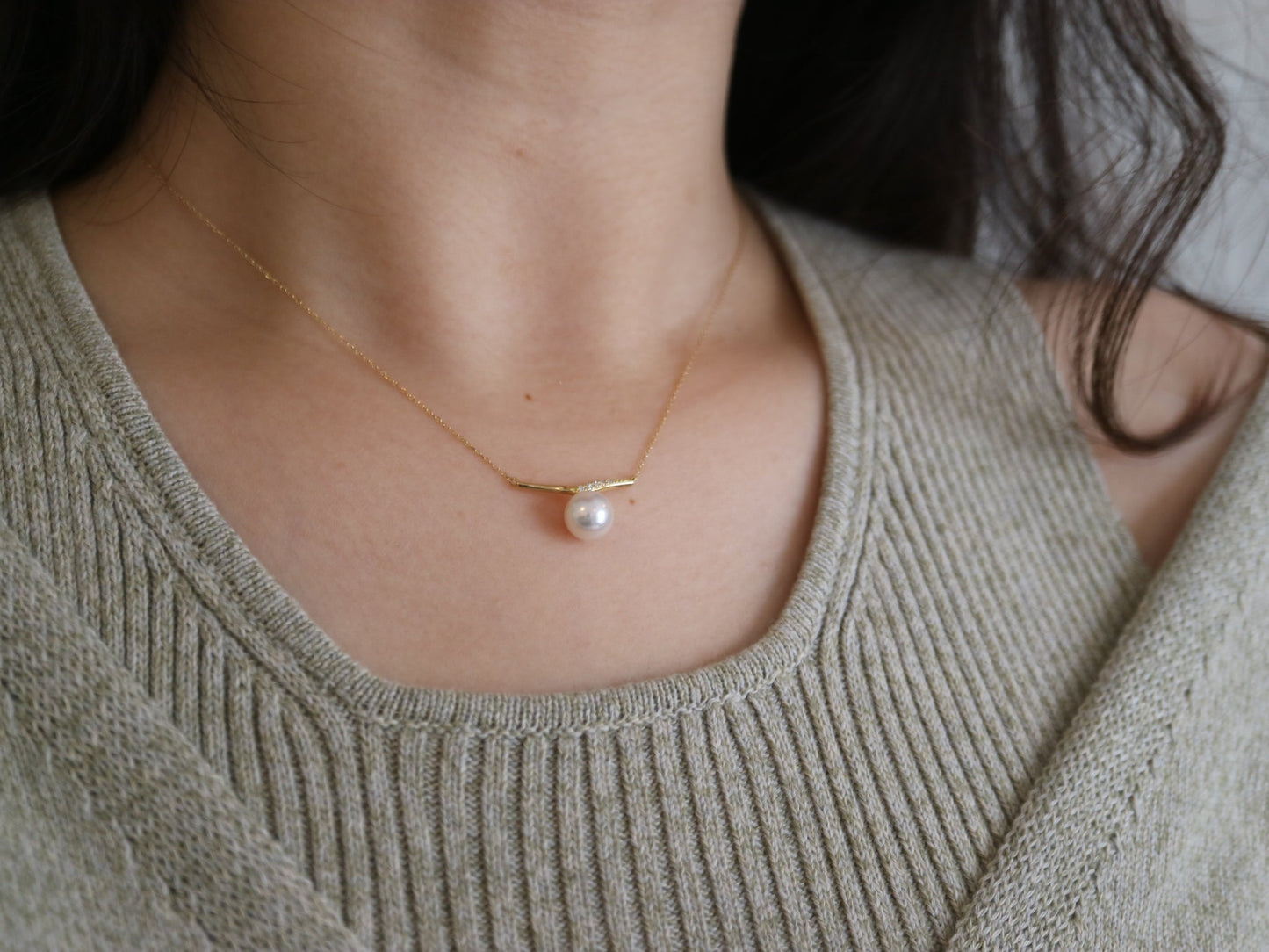 7.5mm Akoya Pearl Mermaid Tail Pendant Necklace - KOKOPEARLJEWELRY - 7