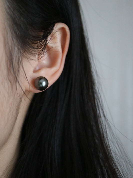 Clip Earrings Available丨10mm Tahitian Pearl Earrings 18K Yellow Gold/ 925 Silver - KOKOPEARLJEWELRY - 1