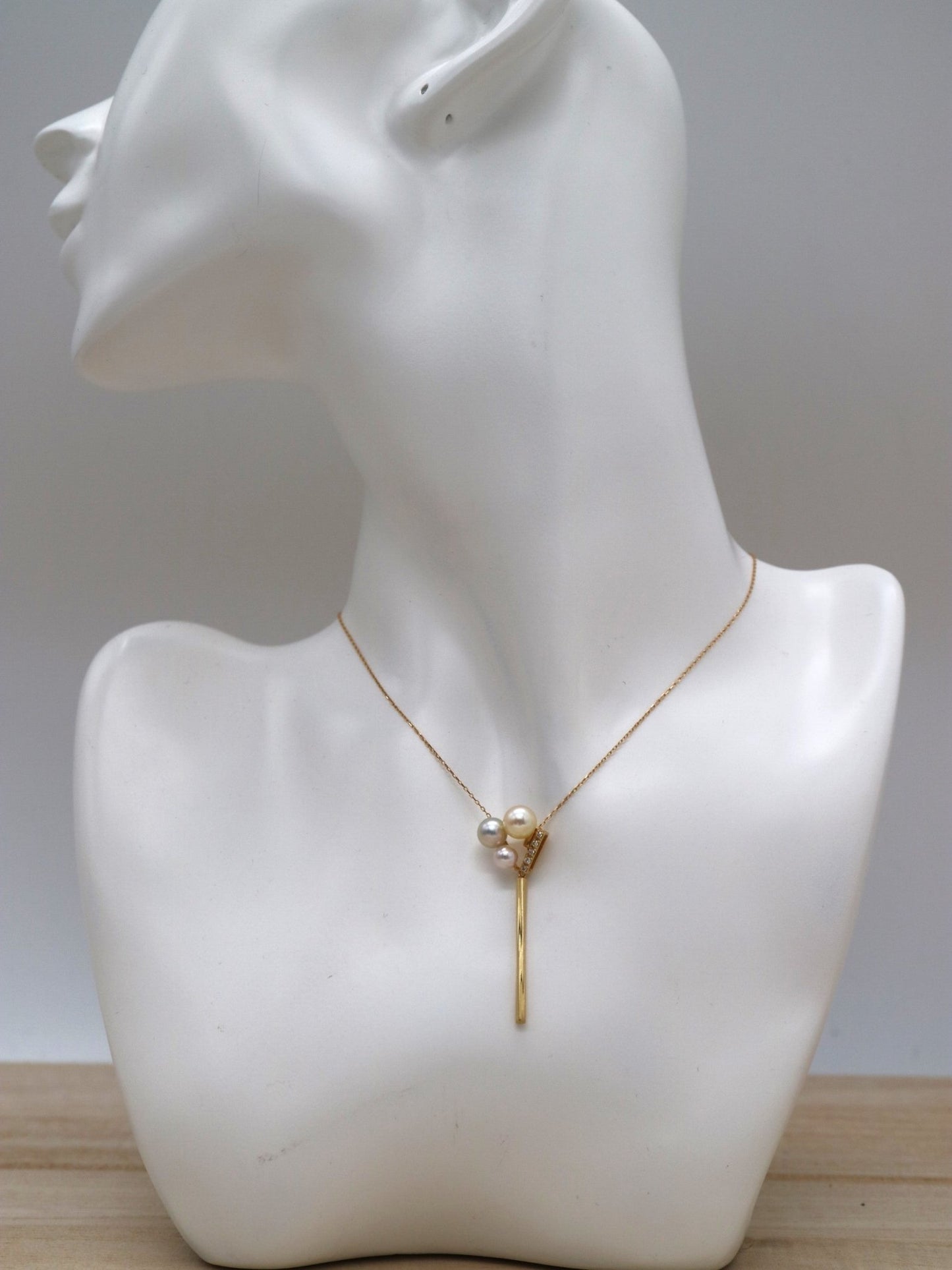 Mixed Color 4 - 5.5mm Akoya Pearl Diamond Pendant Adjustable Y Shaped Necklace 18K Yellow Gold - KOKOPEARLJEWELRY - 4