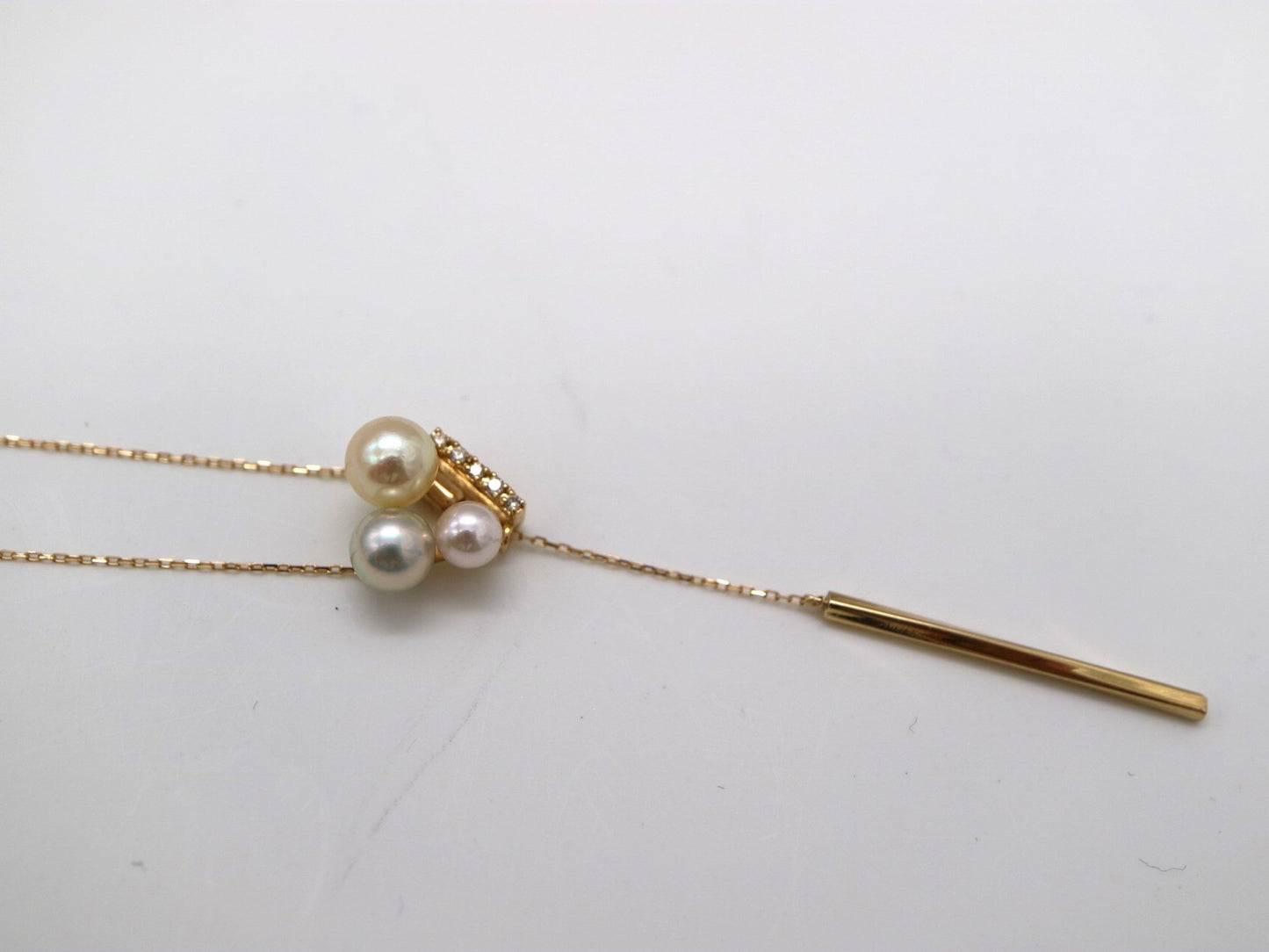 Mixed Color 4 - 5.5mm Akoya Pearl Diamond Pendant Adjustable Y Shaped Necklace 18K Yellow Gold - KOKOPEARLJEWELRY - 7