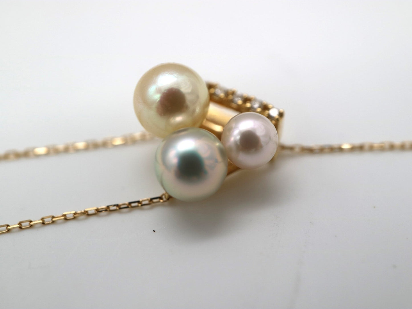 Mixed Color 4 - 5.5mm Akoya Pearl Diamond Pendant Adjustable Y Shaped Necklace 18K Yellow Gold - KOKOPEARLJEWELRY - 8