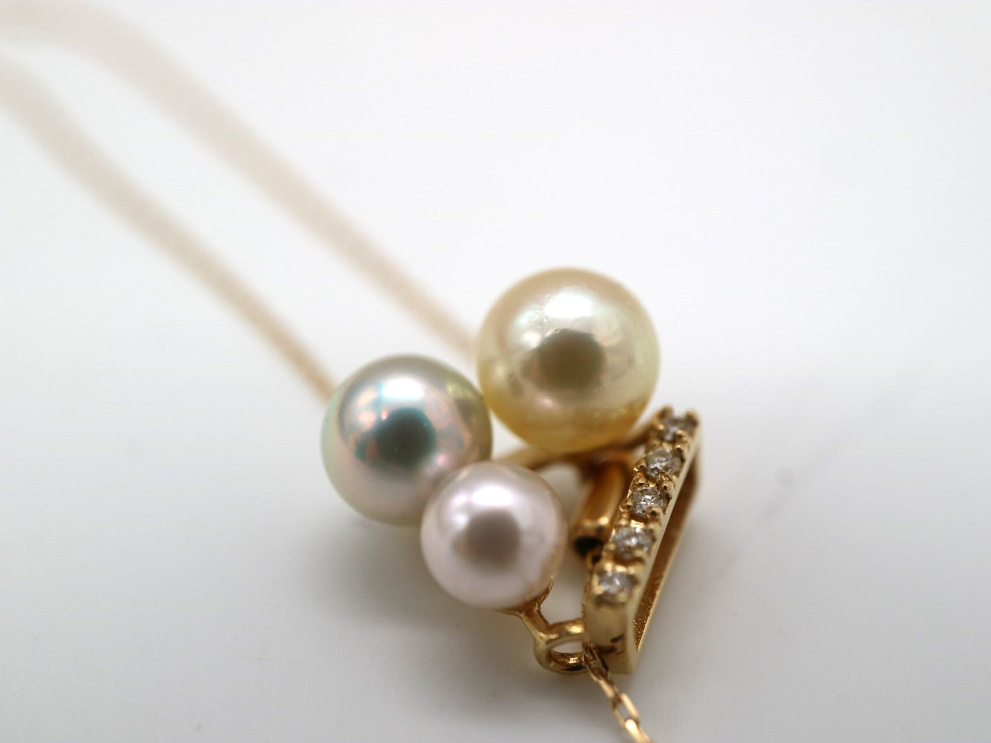 Mixed Color 4 - 5.5mm Akoya Pearl Diamond Pendant Adjustable Y Shaped Necklace 18K Yellow Gold - KOKOPEARLJEWELRY - 9