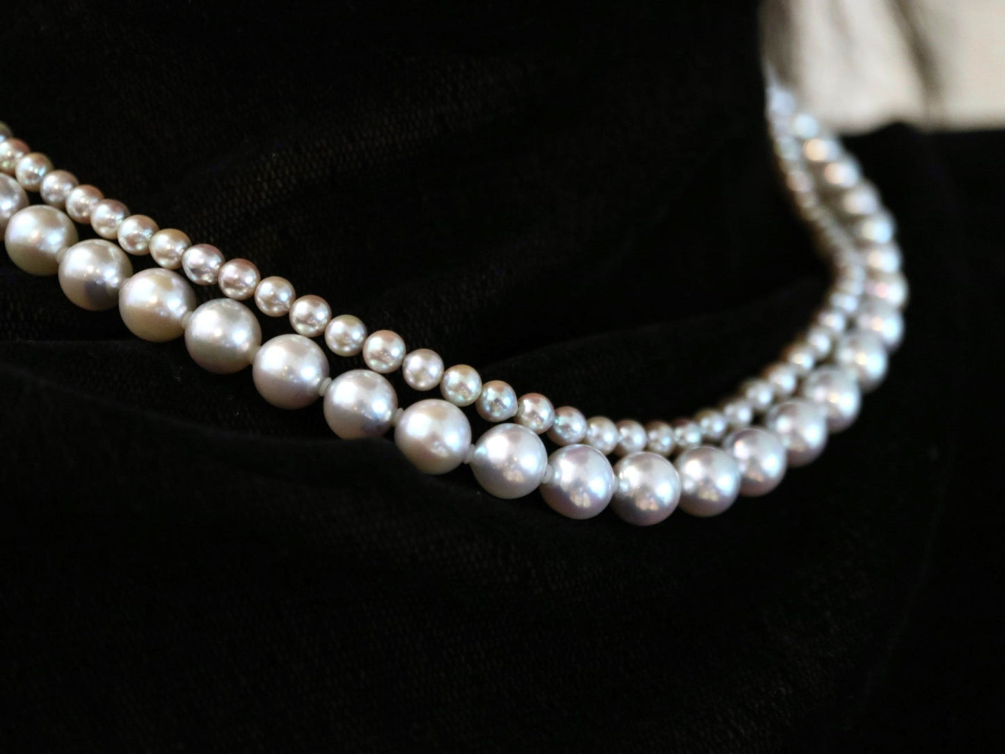 Certified Natural Silver Blue Baroque Akoya Pearl Double Layered Strand Necklace - KOKOPEARLJEWELRY - 5