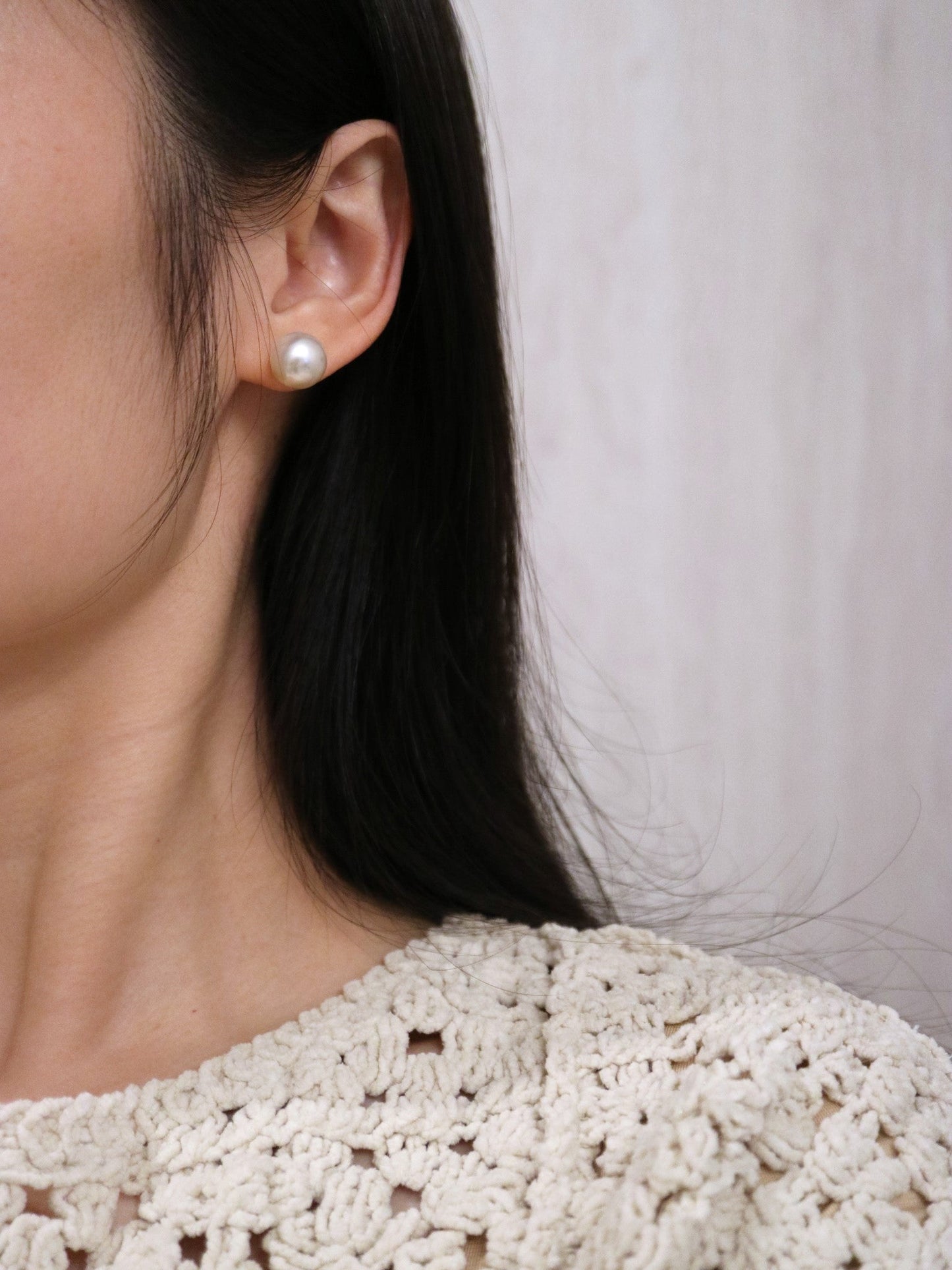 Clip Earrings Available丨 Semi Round 11mm Natural Champagne Tone South Sea Pearl Stud Earrings - KOKOPEARLJEWELRY - 2