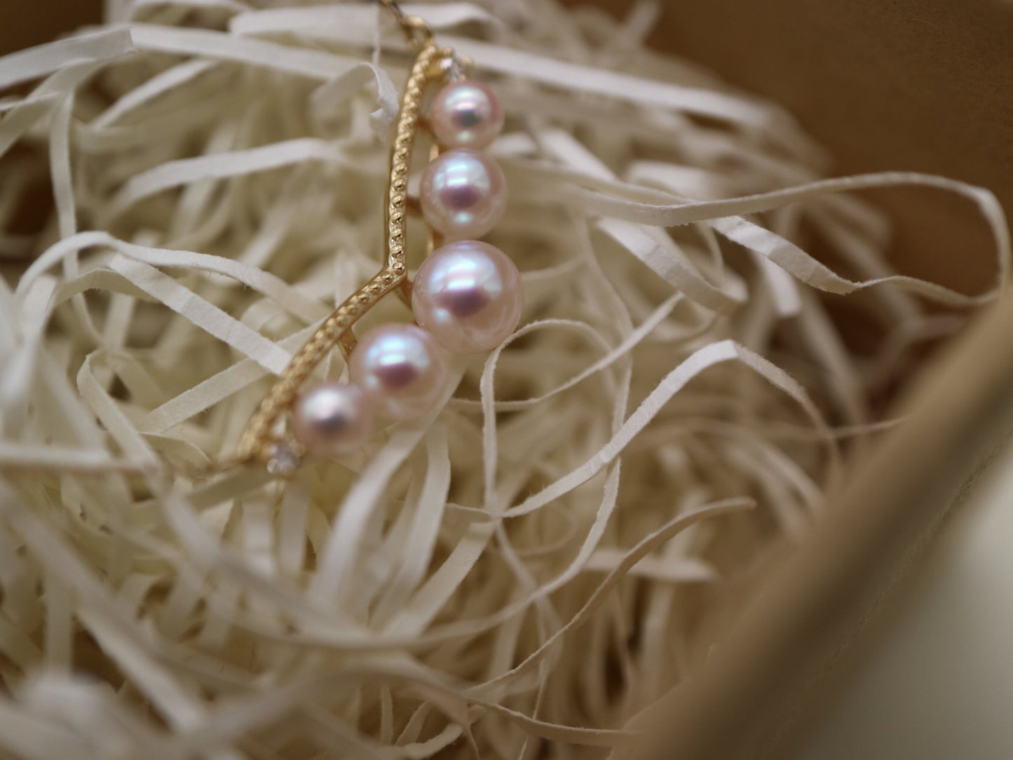 3 - 5.5mm Gradient Sized Akoya Pearl Diamond Bar Pendant Necklace 18K Yellow Gold - KOKOPEARLJEWELRY - 6