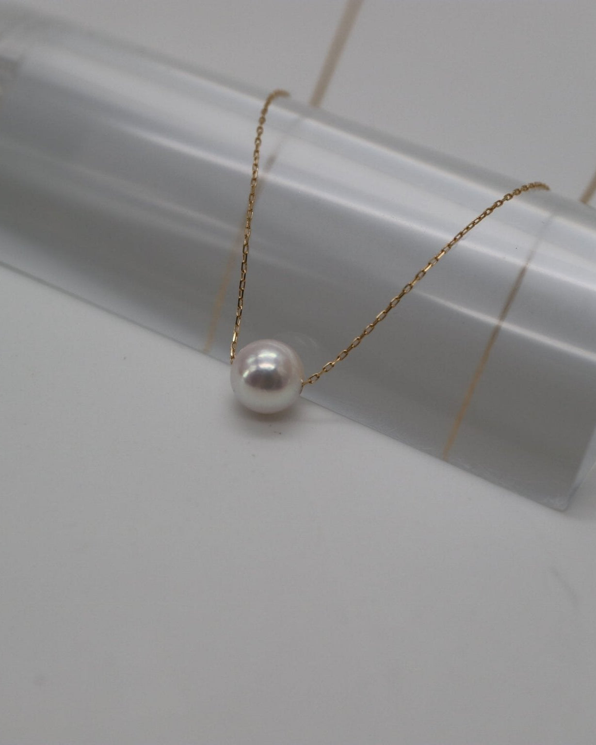 10K Gold Clasp and KOKO PEARL Jewelry Tag on Floating Pearl Necklace - 2
