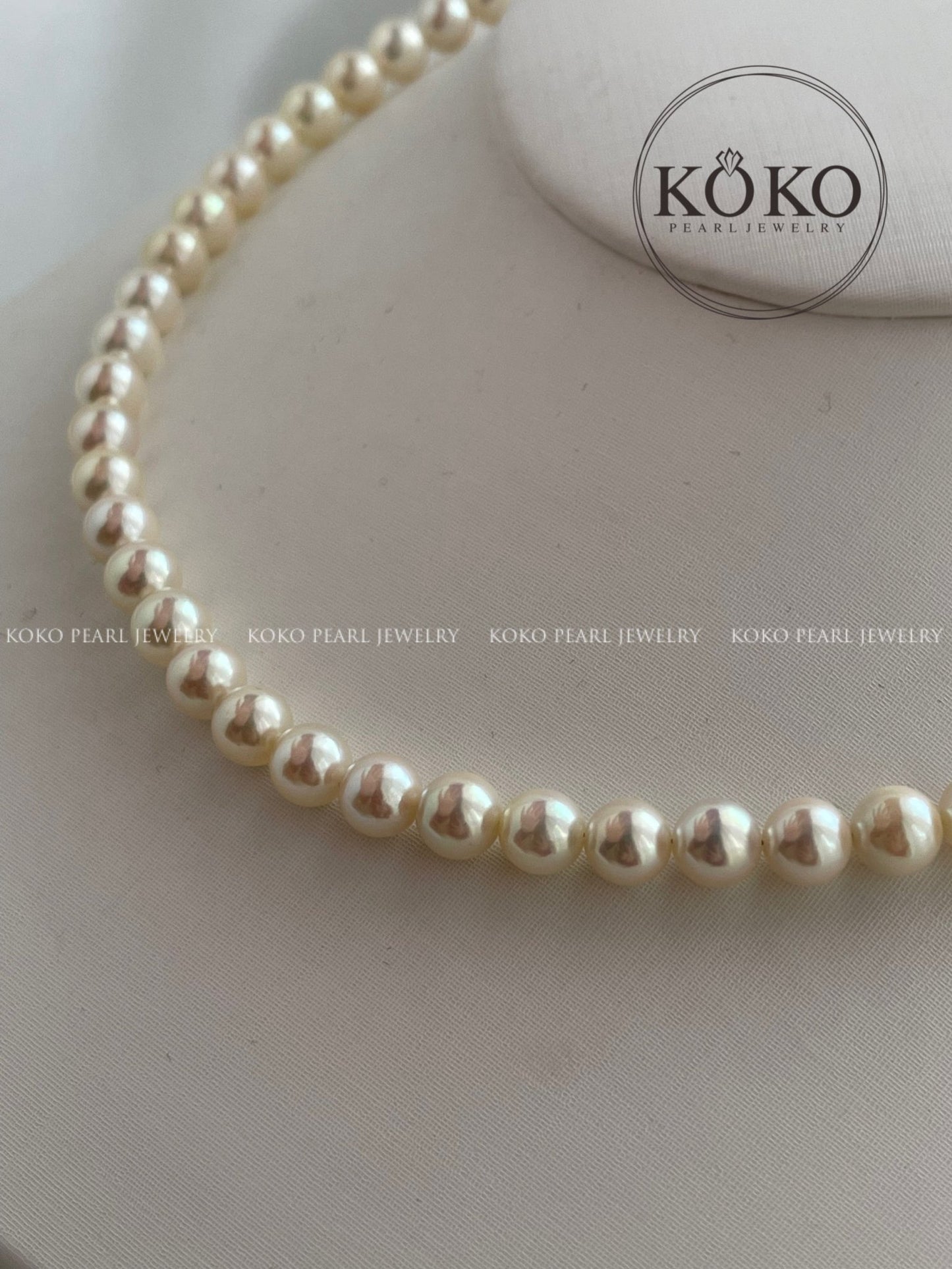 6.5mm Light Champagne Golden Akoya Pearl Strand Necklace 18K Yellow Gold - KOKOPEARLJEWELRY - 7