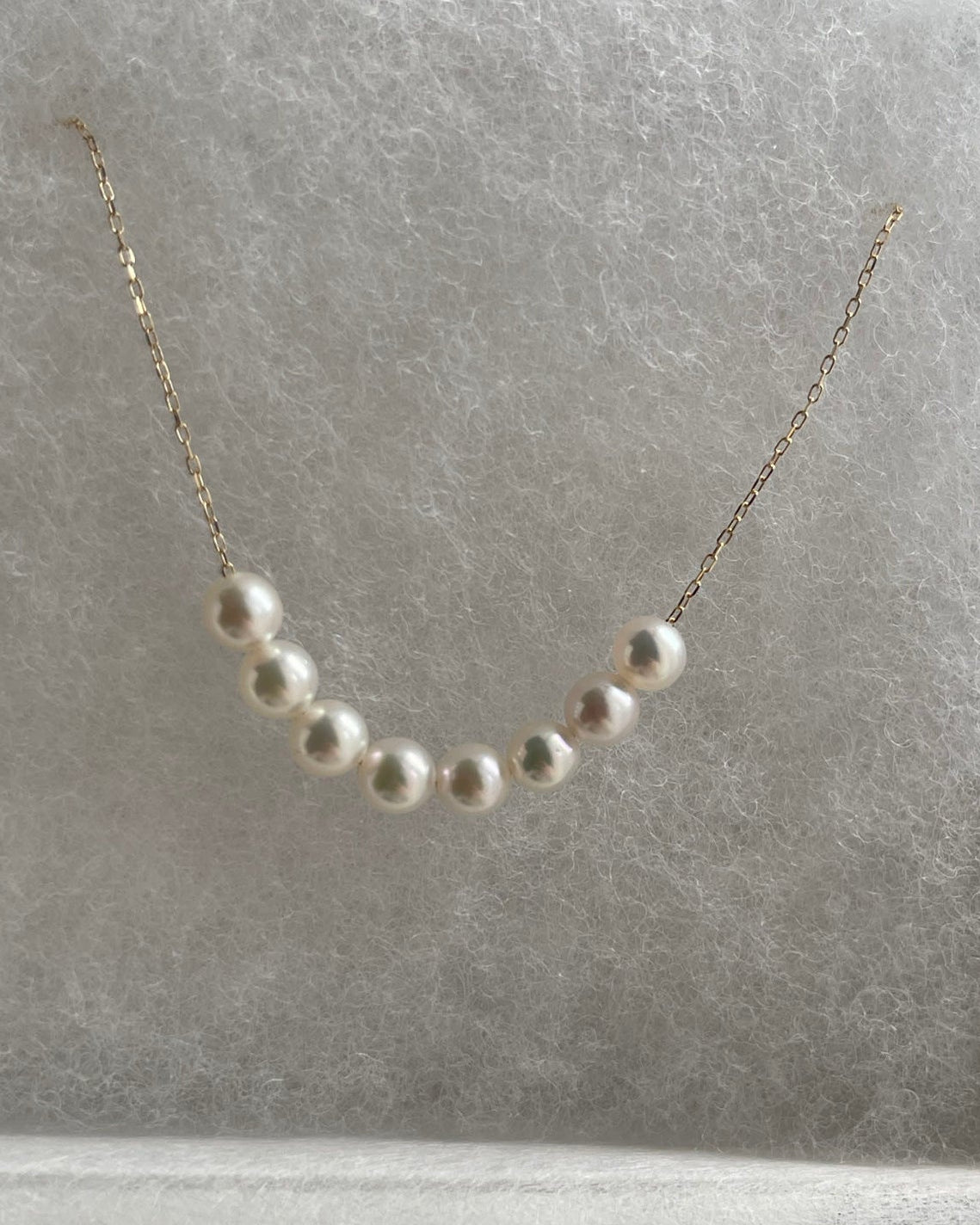 4mm Cream Golden Akoya Pearl Smile Necklace 10K Yellow Gold - KOKOPEARLJEWELRY - 8