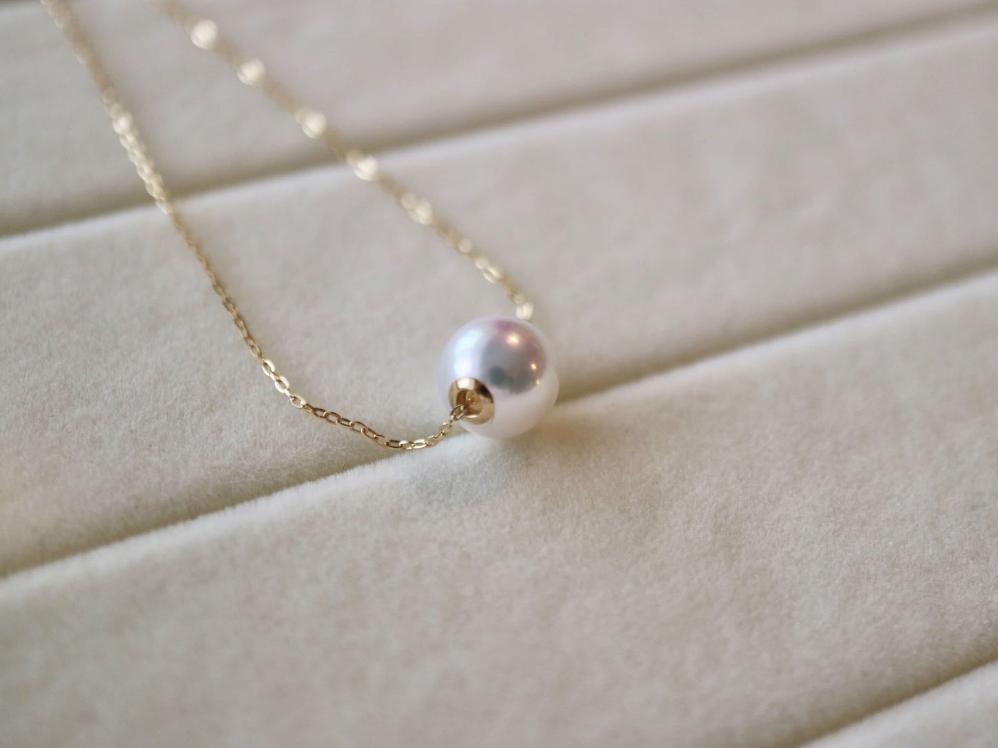 8mm Akoya Pearl Floating Pendant Bracelet 18K Yellow Gold - KOKOPEARLJEWELRY - 6