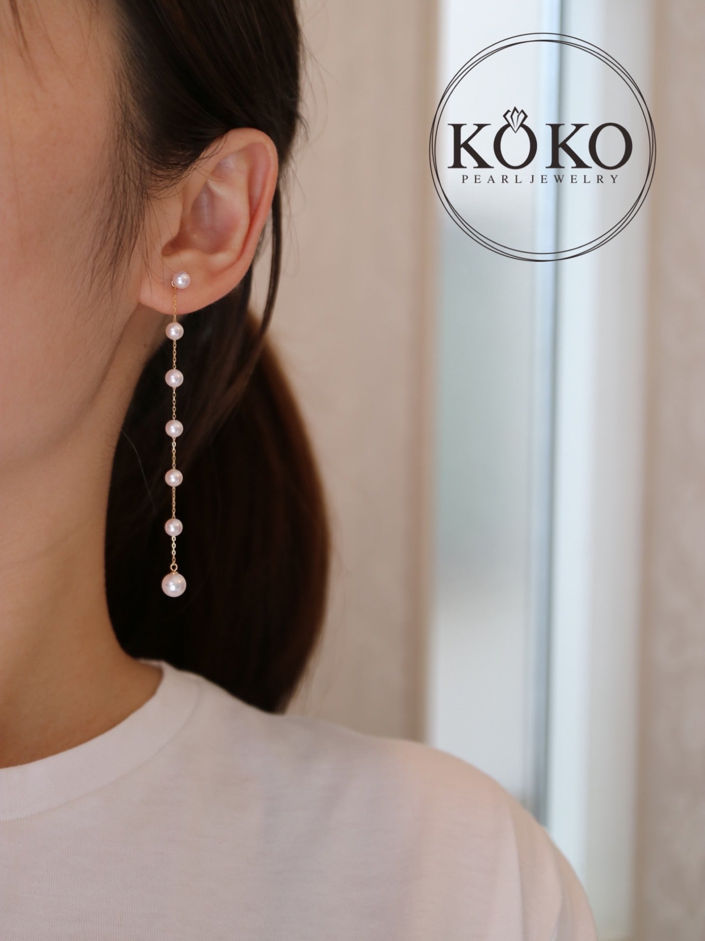 Clip Earrings Available丨2Ways Wearing 4.5+6mm Akoya Pearl Drop Earrings 18K Yellow Gold - KOKOPEARLJEWELRY - 1