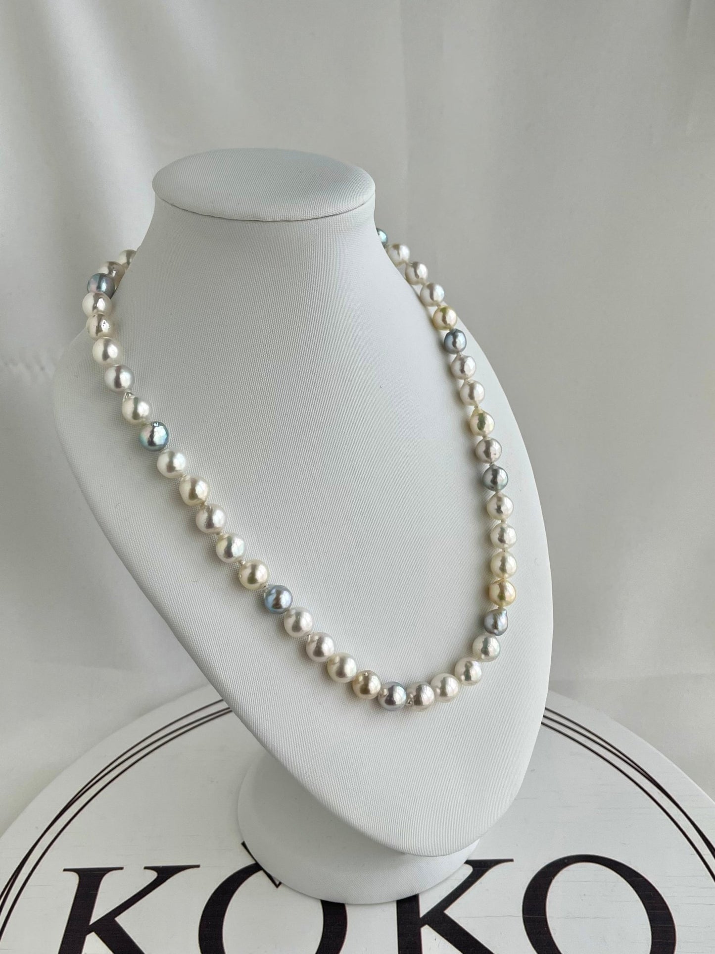 8.5 - 9.5mm Natural Mixed Color Baroque Akoya Pearl Strand Necklace - KOKOPEARLJEWELRY - 2
