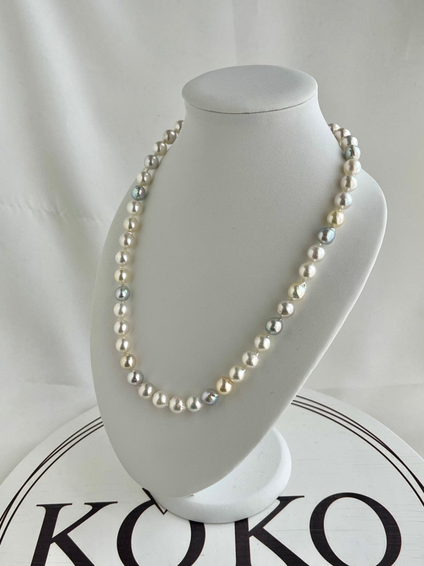 8.5 - 9.5mm Natural Mixed Color Baroque Akoya Pearl Strand Necklace - KOKOPEARLJEWELRY - 3