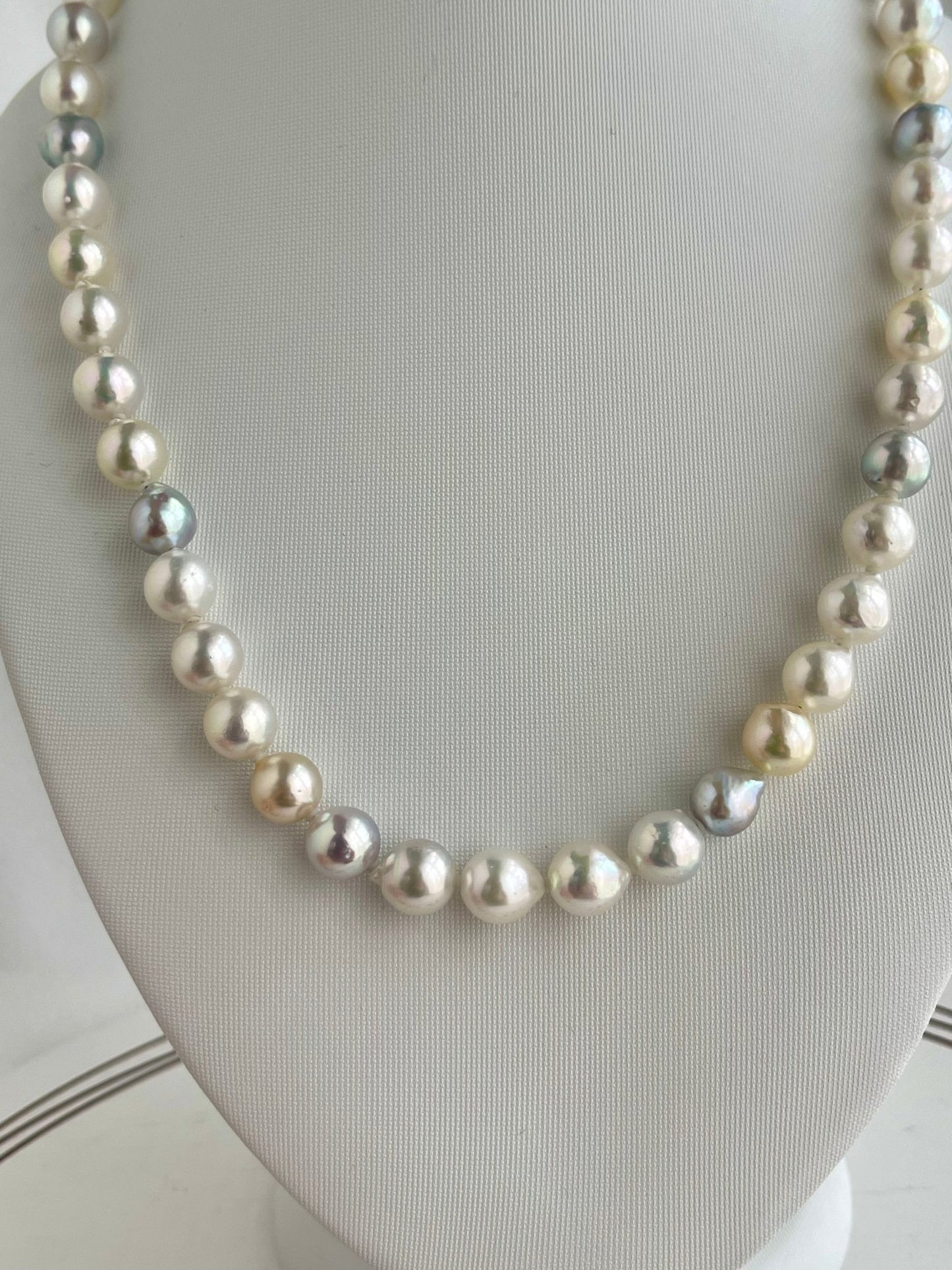 8.5 - 9.5mm Natural Mixed Color Baroque Akoya Pearl Strand Necklace - KOKOPEARLJEWELRY - 5