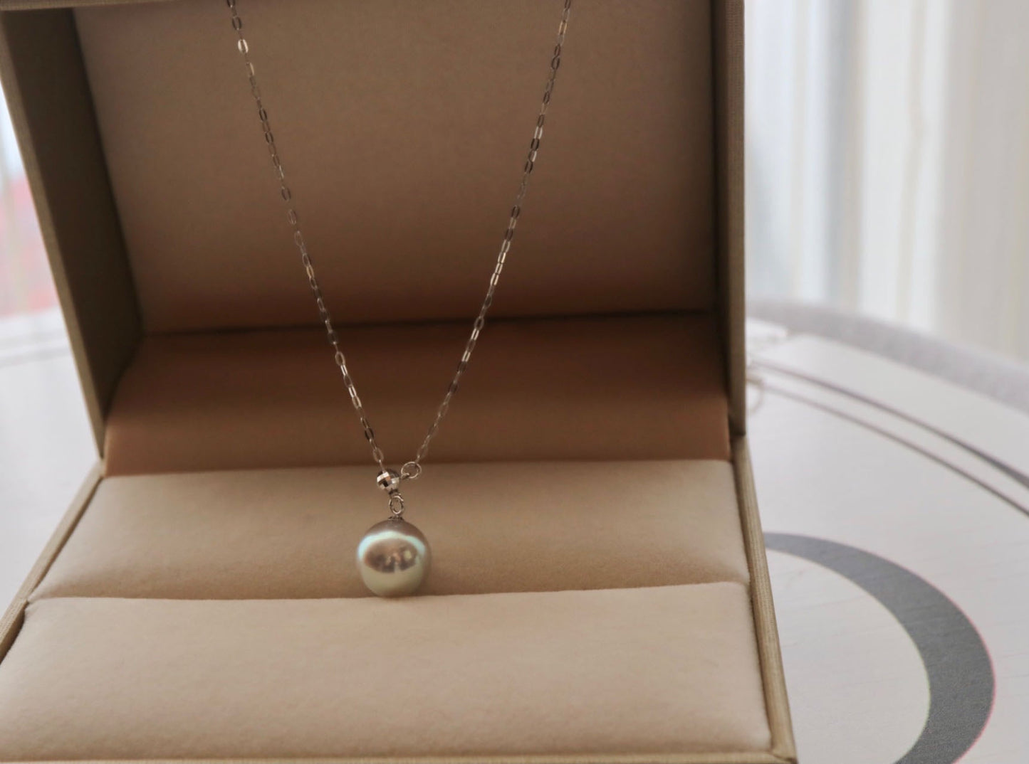 8mm Natural Silver Gray Akoya Pearl Adjustable Y Necklace 18K White Gold - KOKOPEARLJEWELRY - 9