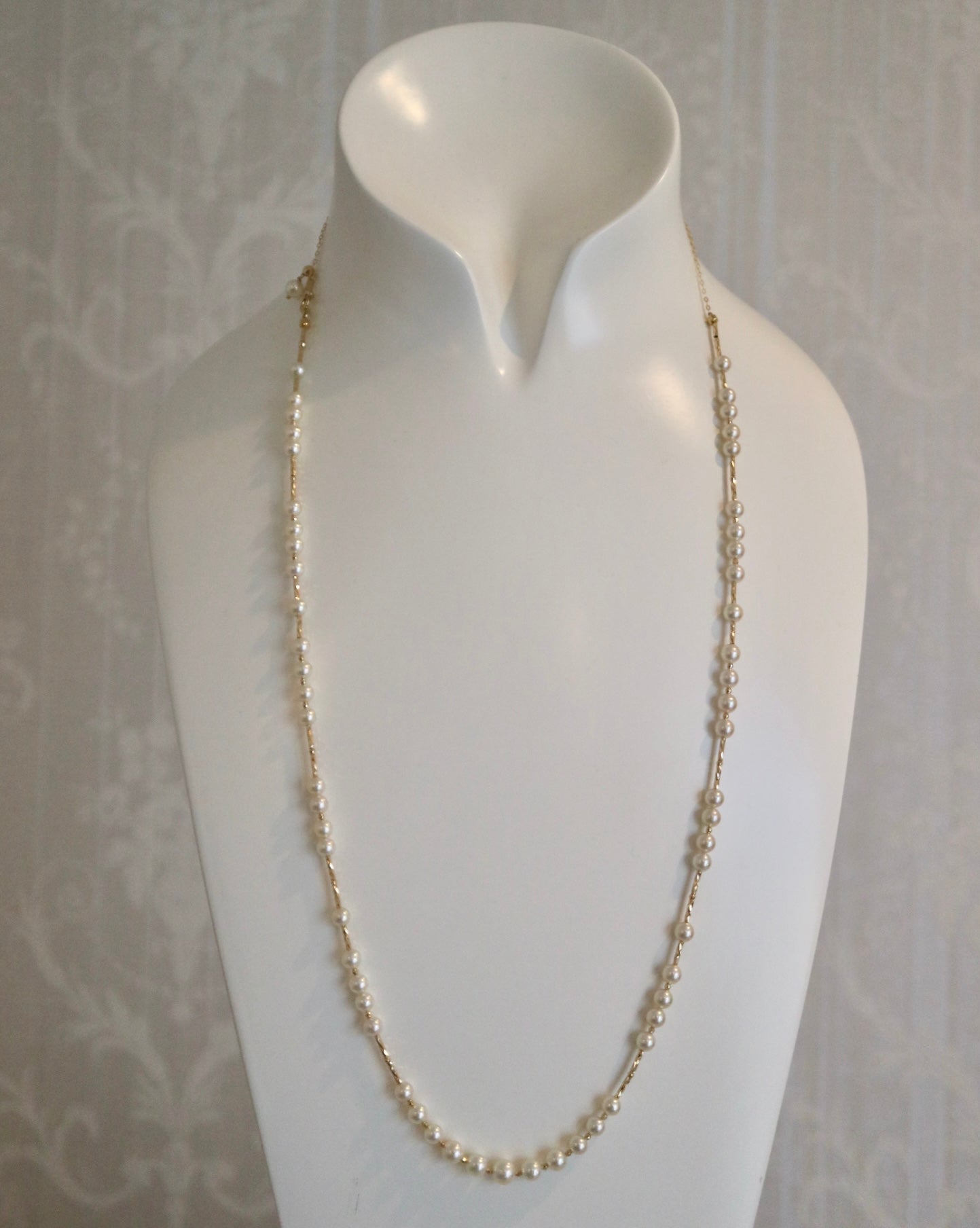 Champagne Golden Akoya Pearl & 18K Yellow Gold Beads Long Necklace - KOKOPEARLJEWELRY - 6
