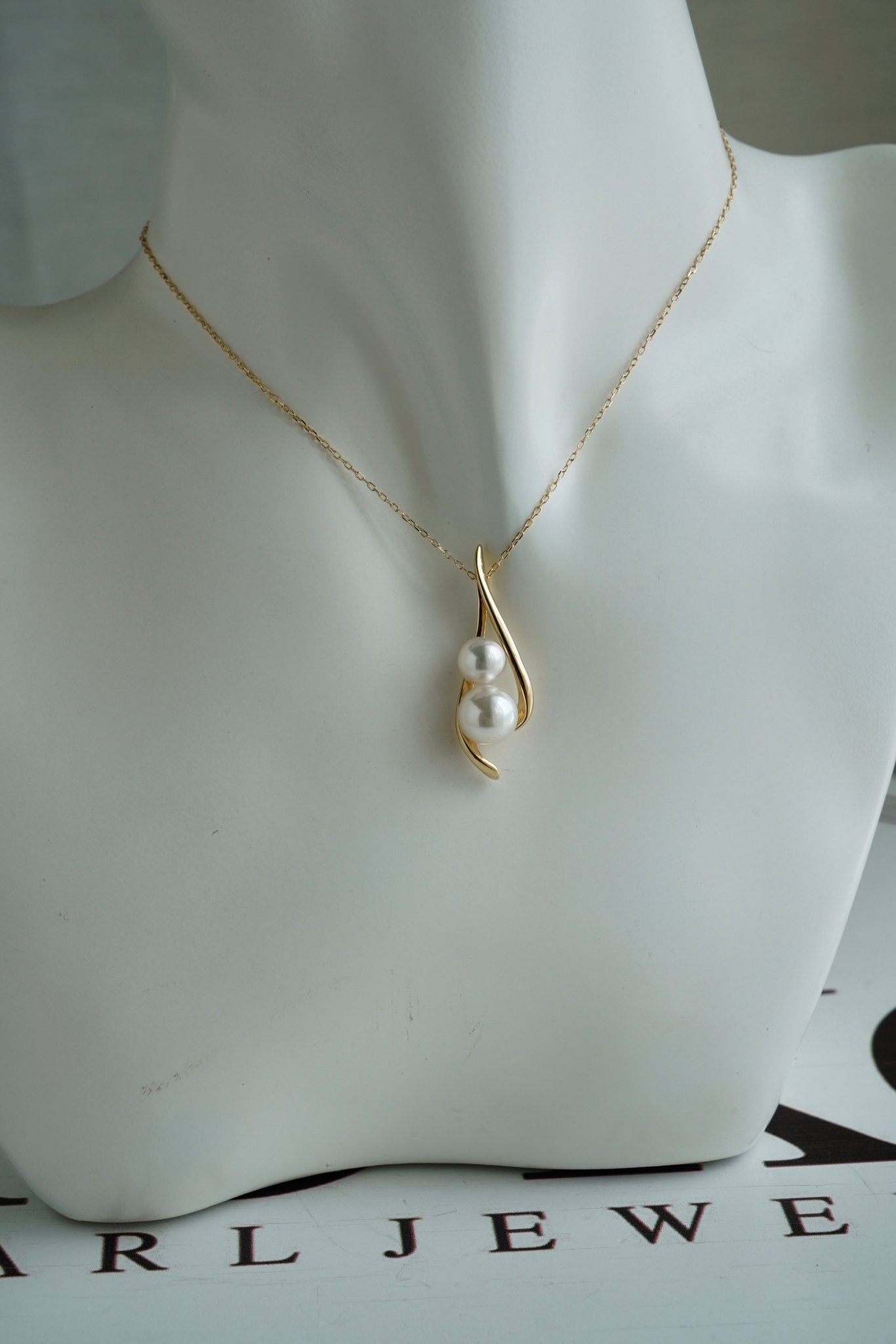 5.5+7mm AkoyaPearl Pea Pod Pendant Necklace 18K Yellow Gold - KOKOPEARLJEWELRY - 6