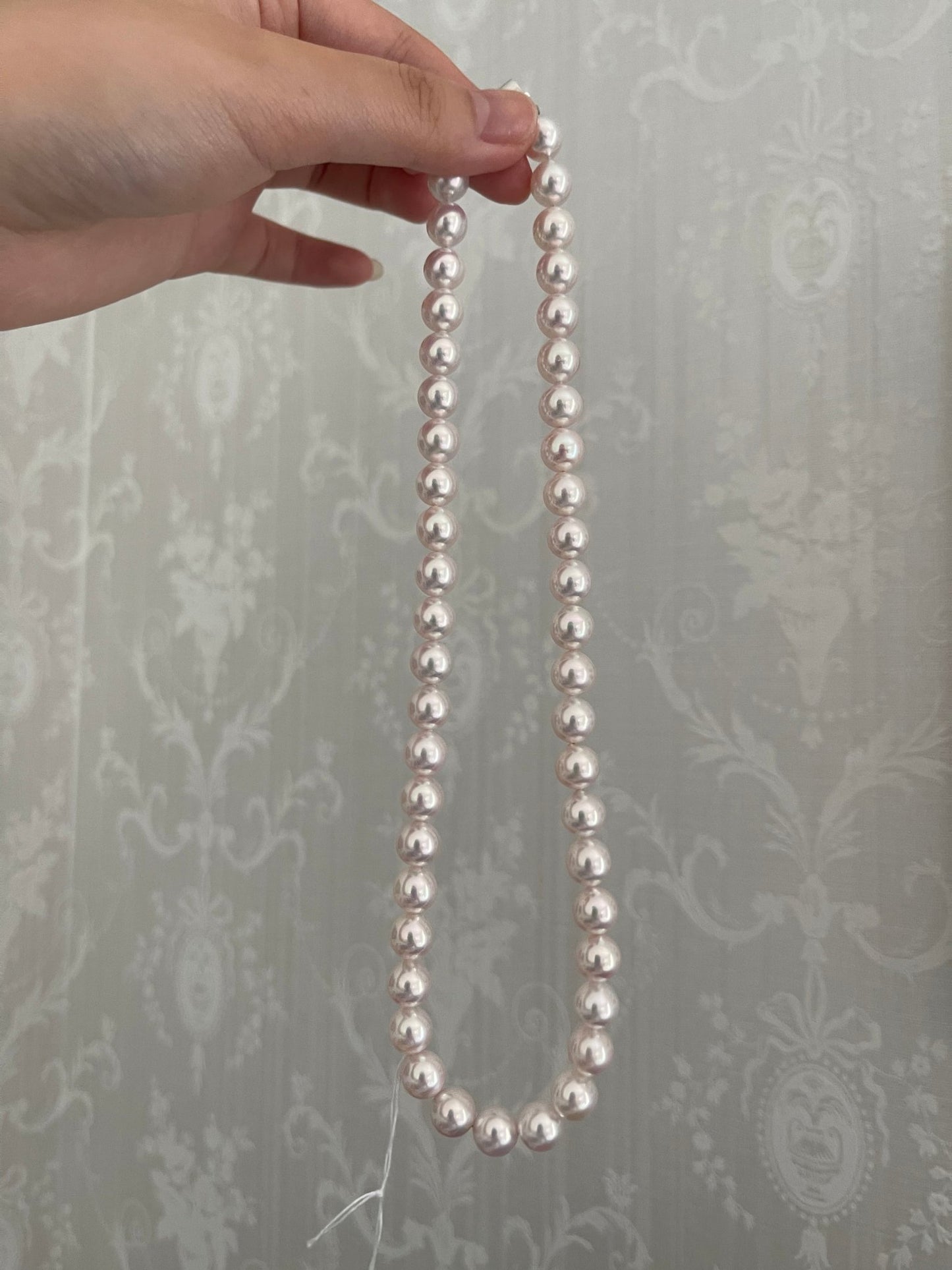 Mirror Like Luster 8.5mm Pinkish White Akoya Pearl Strand Necklace - KOKOPEARLJEWELRY - 5