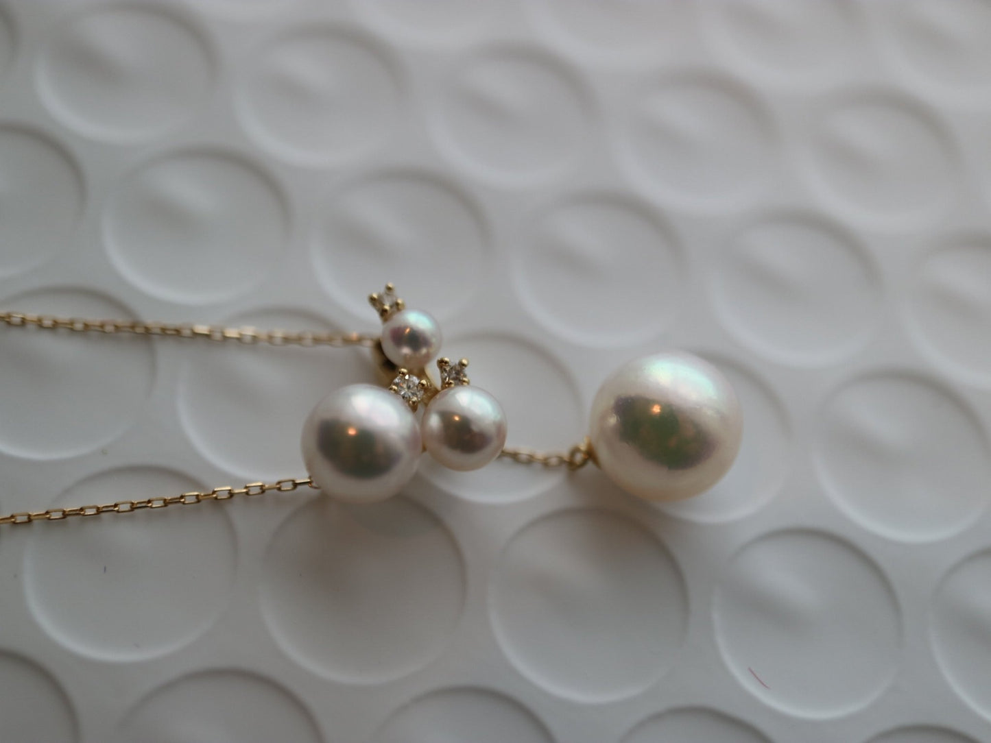 3 - 7.5mm Akoya Pearl Diamond Adjustable Y Shape Pendant Necklace 18K Yellow Gold - KOKOPEARLJEWELRY - 2