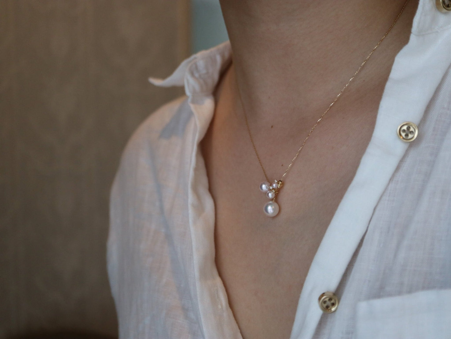 3 - 7.5mm Akoya Pearl Diamond Adjustable Y Shape Pendant Necklace 18K Yellow Gold - KOKOPEARLJEWELRY - 7
