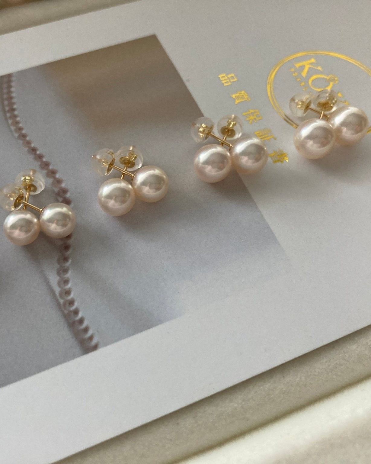 18K Gold Akoya Pearl Stud Earrings, White Round, 6–7.5mm - KOKOPEARLJEWELRY - 6