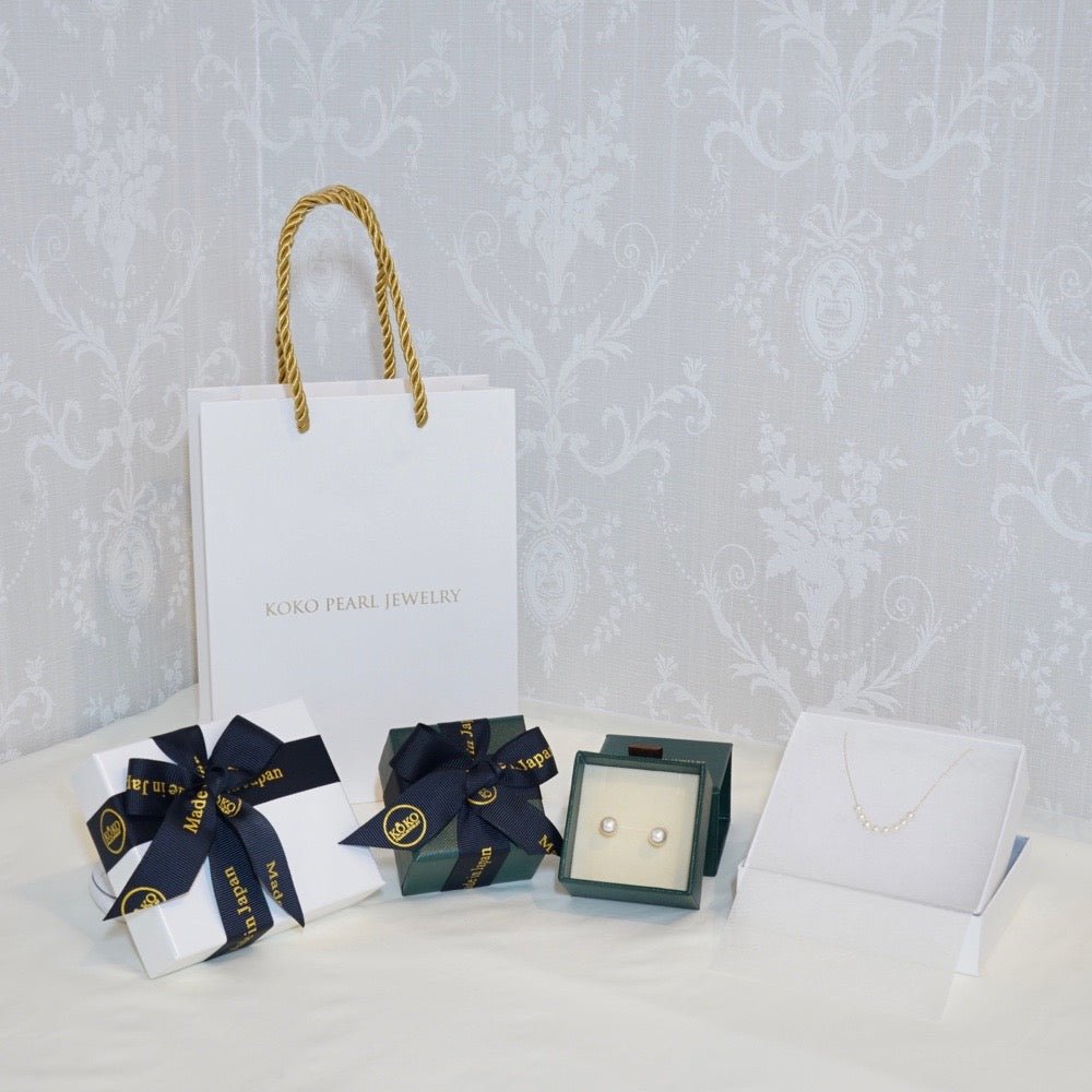 2Way Wearing 4+8.5mm White & Natural Silver Blue Akoya Pearl Drop Earrings 18K Yellow Gold - KOKOPEARLJEWELRY - 5