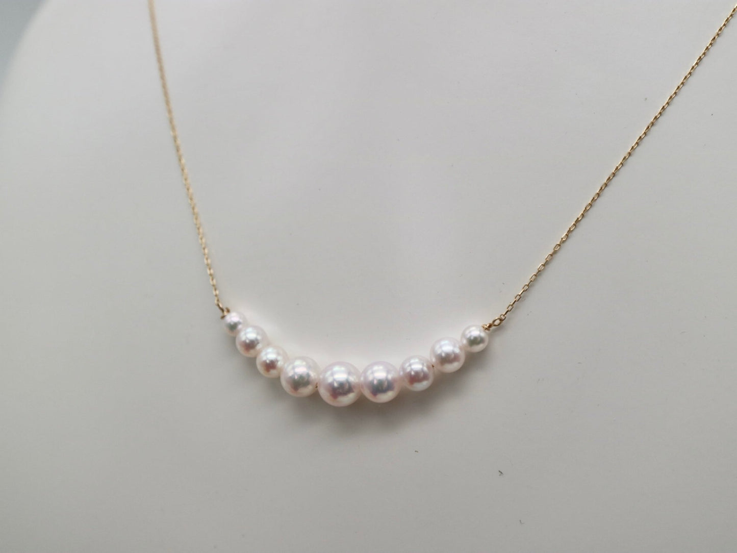 3.5 - 6mm Gradient Sized Akoya Pearl Smile Pendant Necklace 18K Yellow Gold - KOKOPEARLJEWELRY - 6