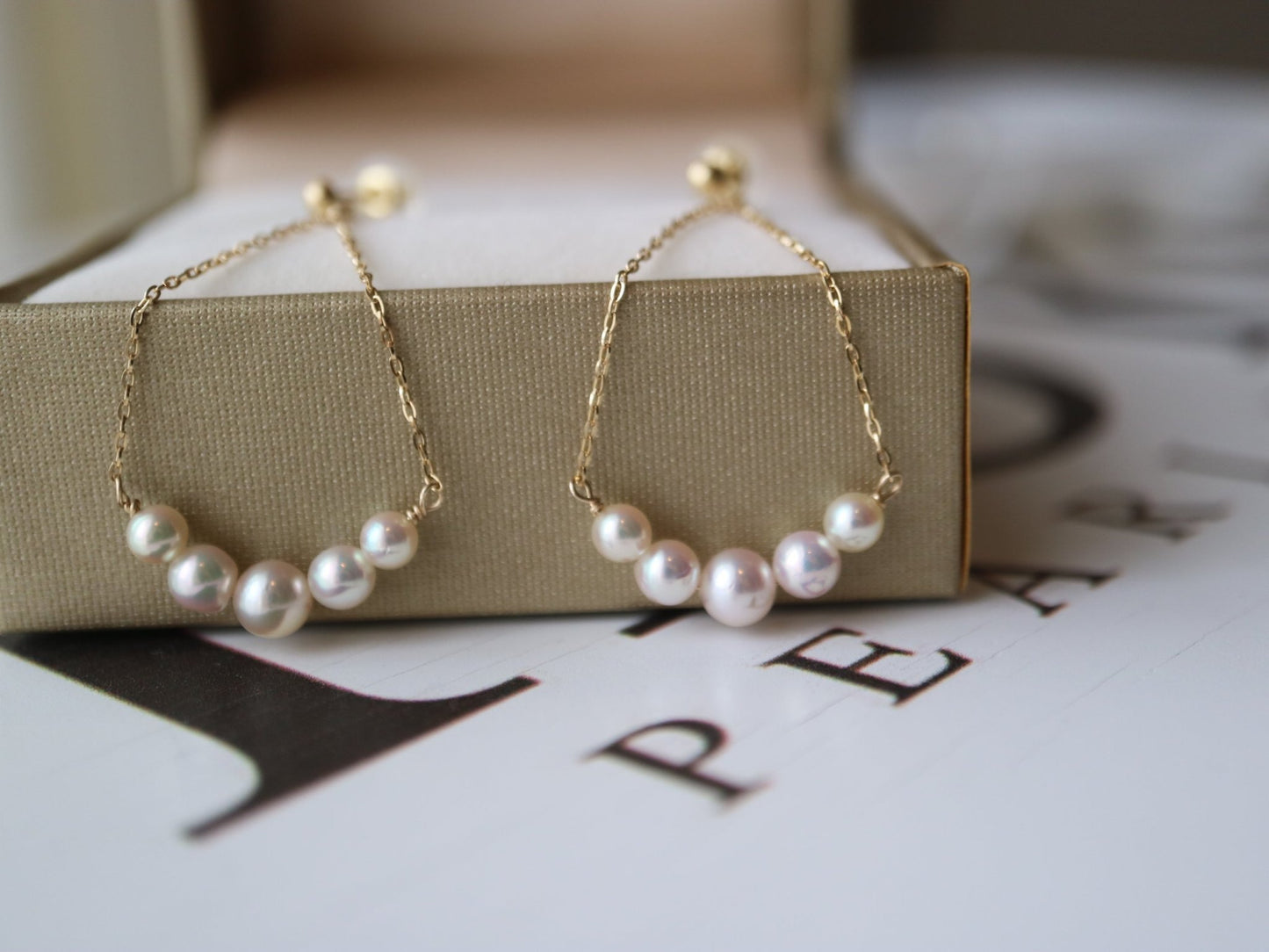 Clip Earrings Available丨2.5 - 4.5mm Akoya Pearl Smile Dangle Earrings 18K Yellow Gold - KOKOPEARLJEWELRY - 4